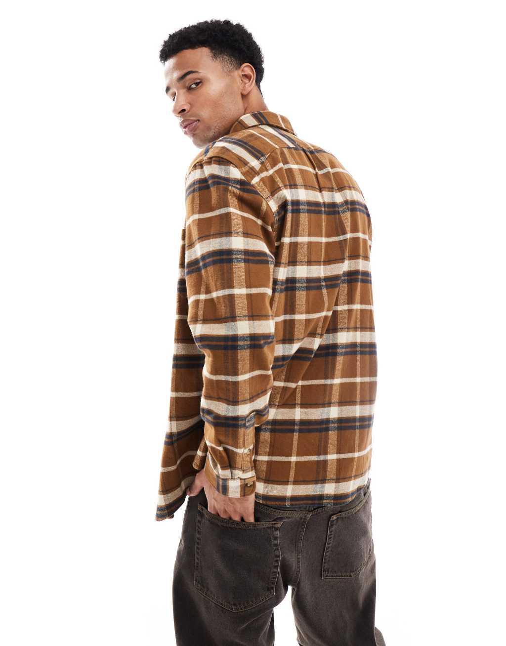 Lee riveted check flannel shirt relaxed fit in tan Product Image