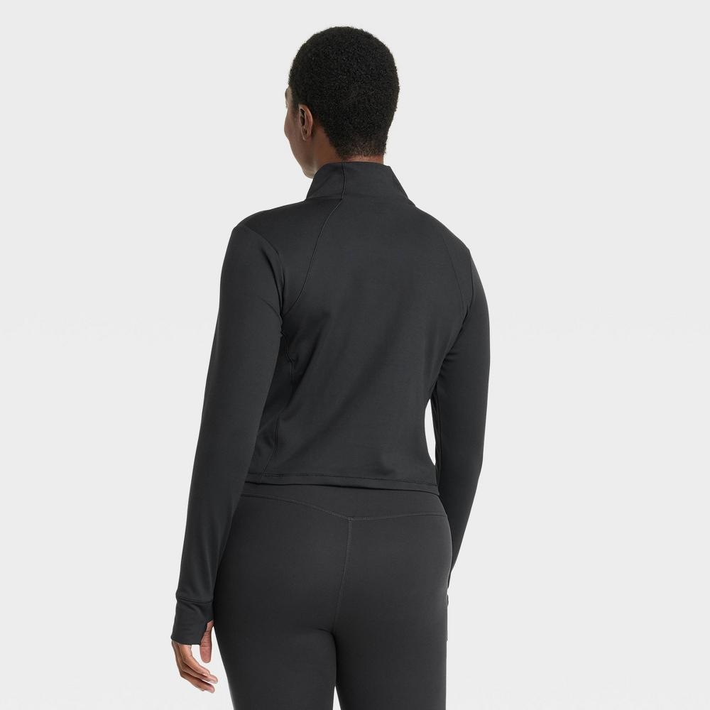 Womens 1/2 Zip Jacket - All In Motion Black 4X: Recycled Polyester, Spandex, Midweight, Stand Up Collar, Thumbholes Product Image