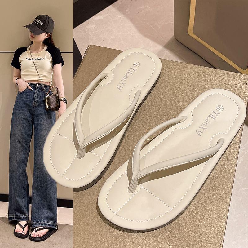 Faux Leather Flip Flops Product Image