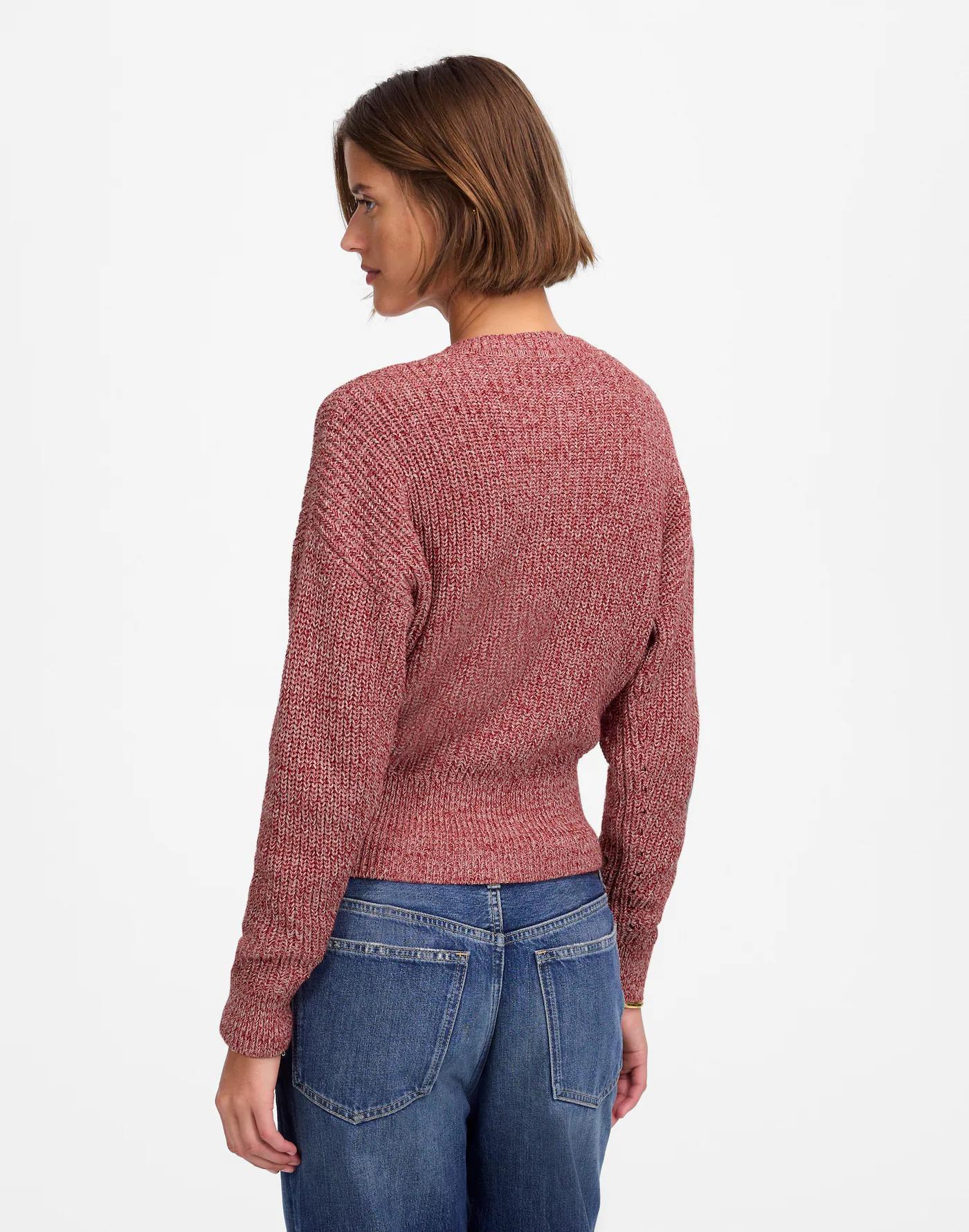 Marled Ribbed Lace-Up Sweater Product Image