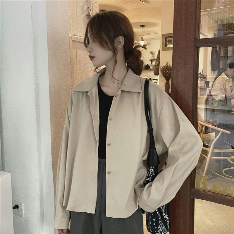 Long-Sleeve Plain Shirt Product Image