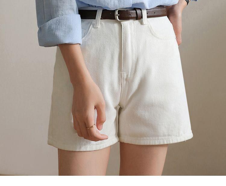 Long Sleeve Lapel Collar Plain Button Shirt Product Image