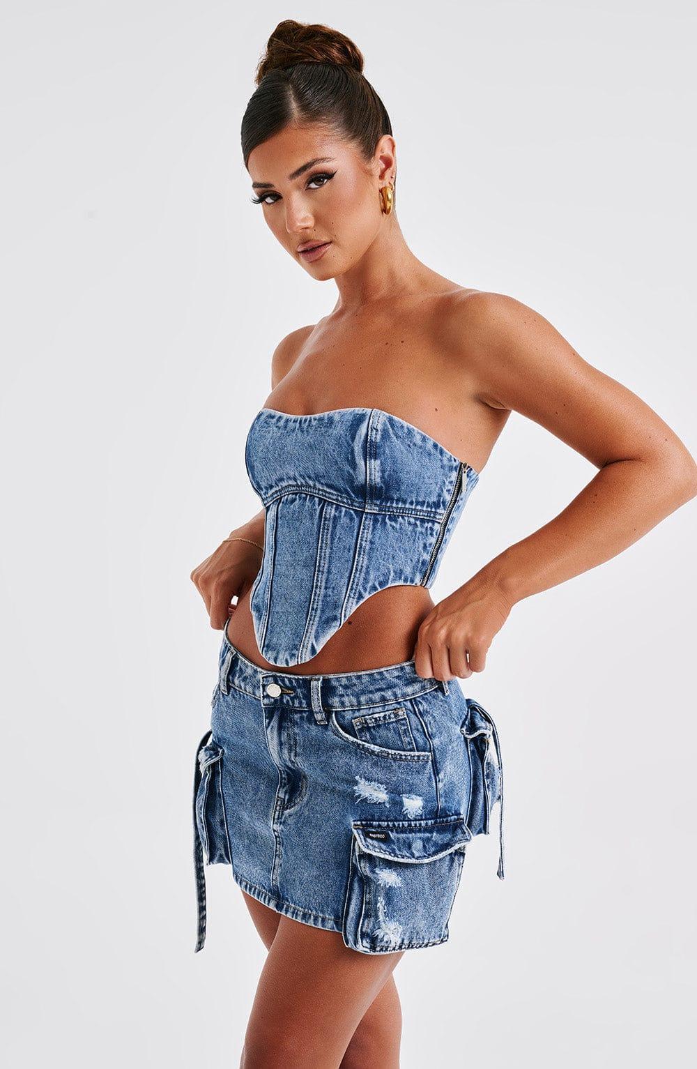 Billie Mini Skirt - Dark Wash Product Image