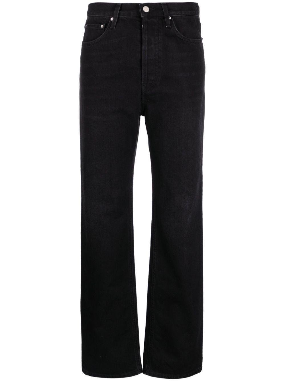 TOTÊME Logo-button High-waisted Jeans In Black Product Image