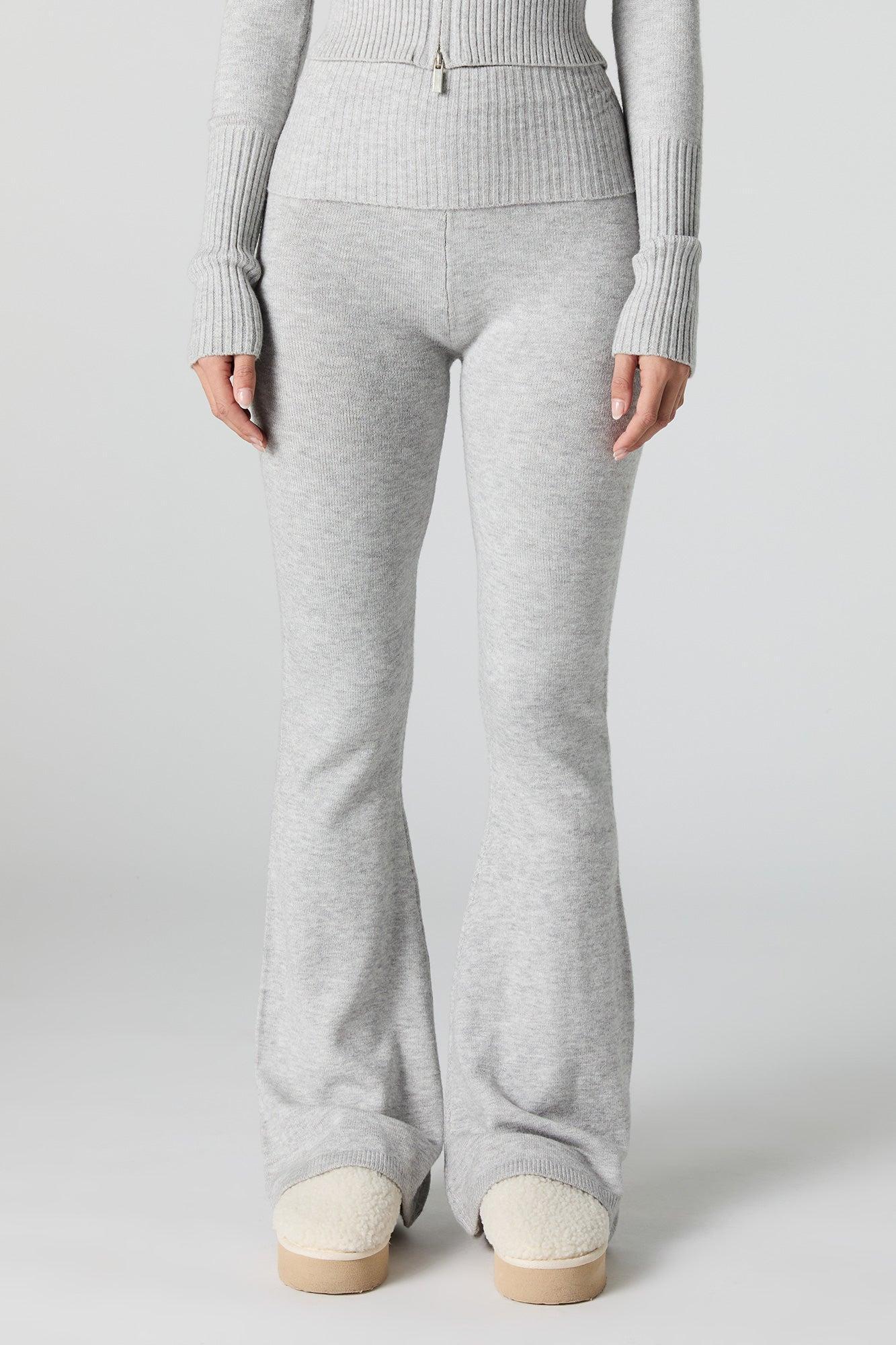 Foldover Waist Flare Knit Pant Female Product Image