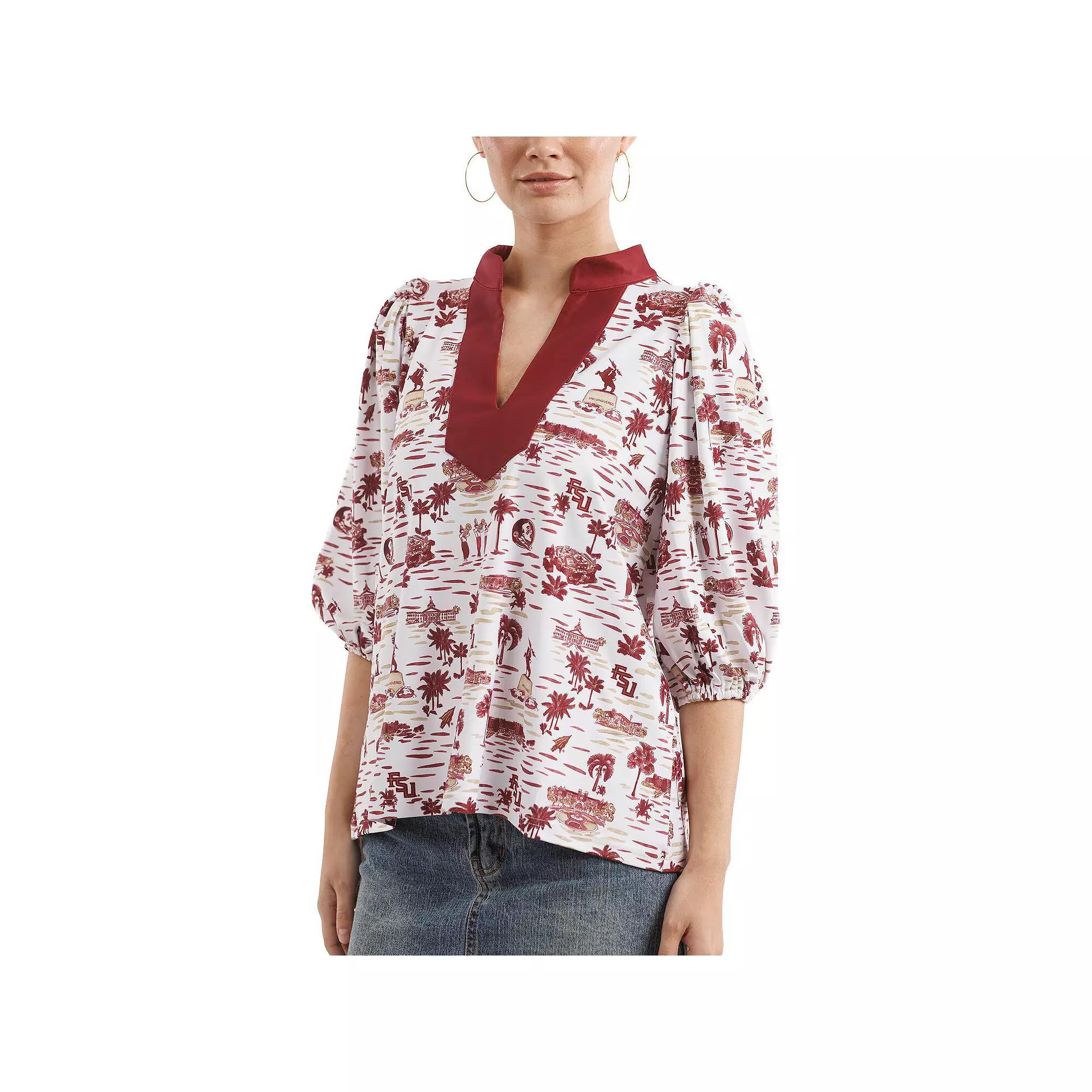 Women's Smith & Quinn Garnet/White Florida State Seminoles Tailgate Collection Eliza Top, Size: Large Product Image