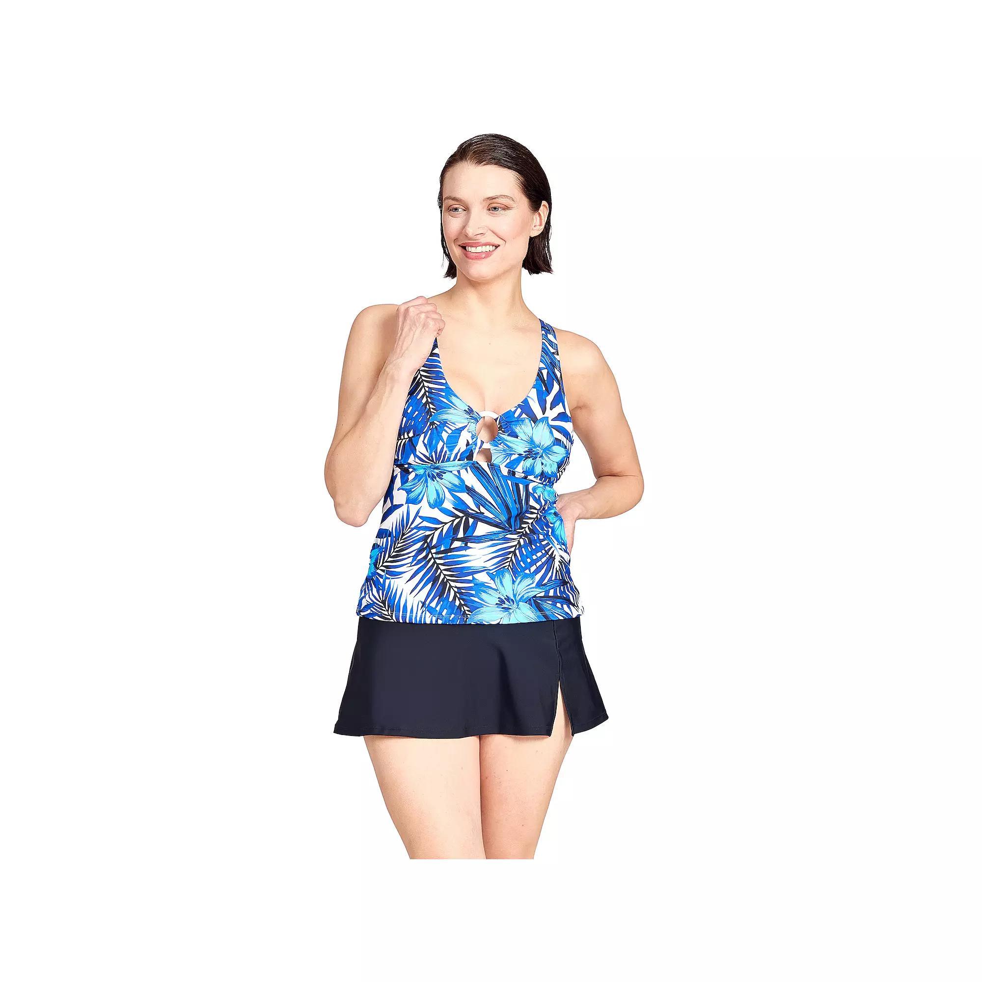Women's Nine West Eternity Ring Front Tankini Top, Size: Large, Blue Product Image