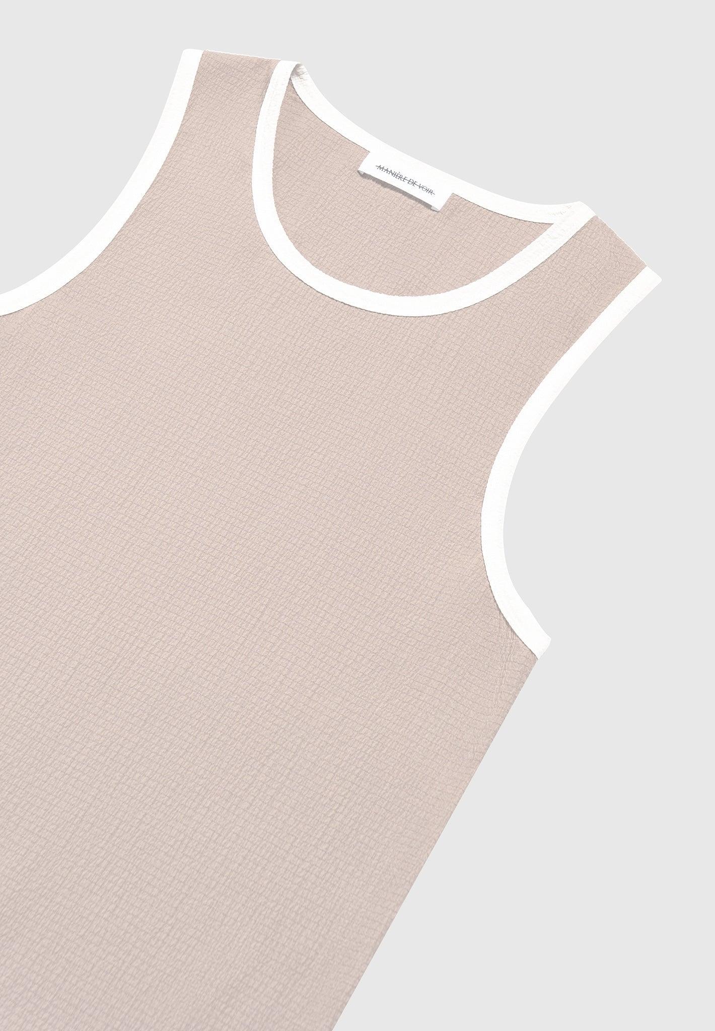 Seersucker Vest - Beige/White Male Product Image
