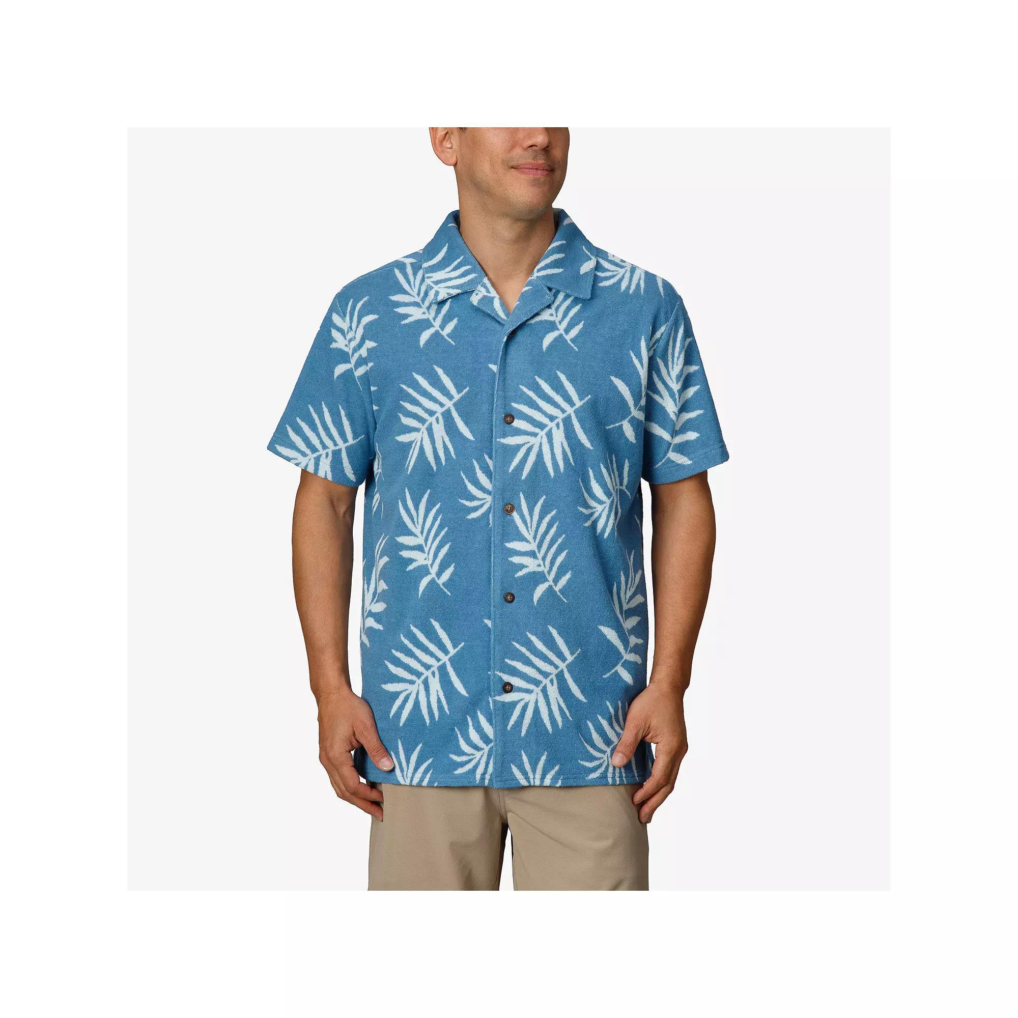 Men's REEF Terry Short Sleeve Button-Down Shirt, Size: Medium, Parisian Blue Product Image