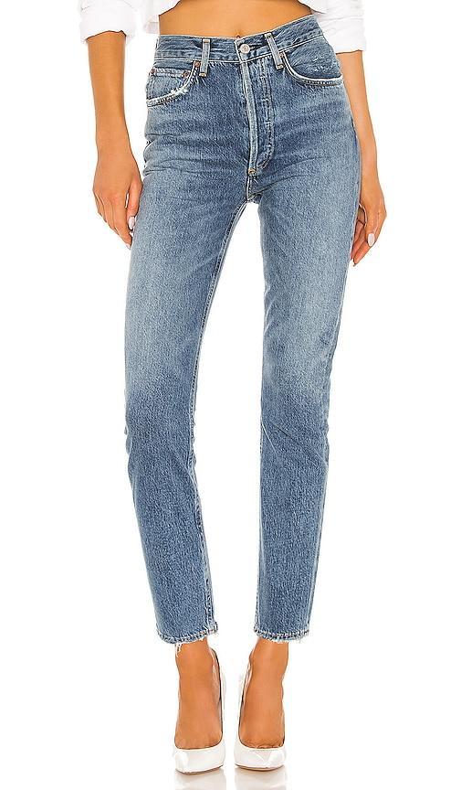 Agolde Riley High Rise Cropped Straight Jeans in Frequency Product Image
