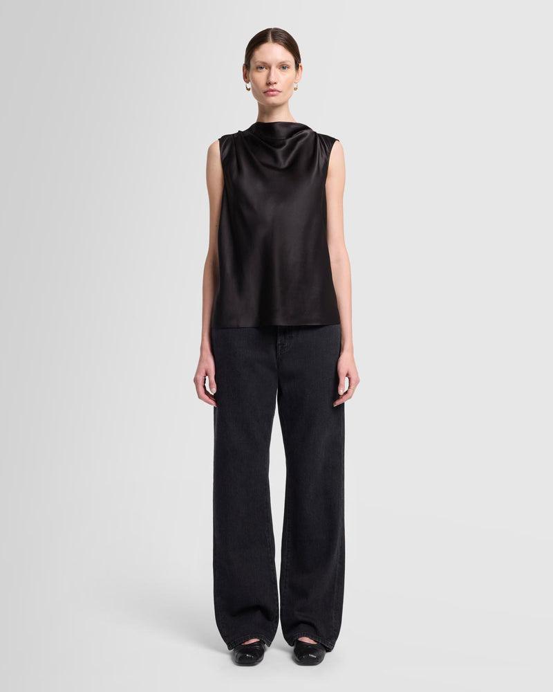 Silk High Neck Draped Blouse Product Image
