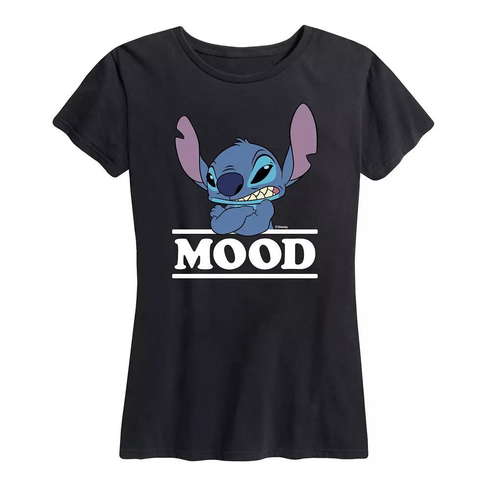Disneys Lilo & Stitch Womens Mood Graphic Tee Grey Gray Product Image