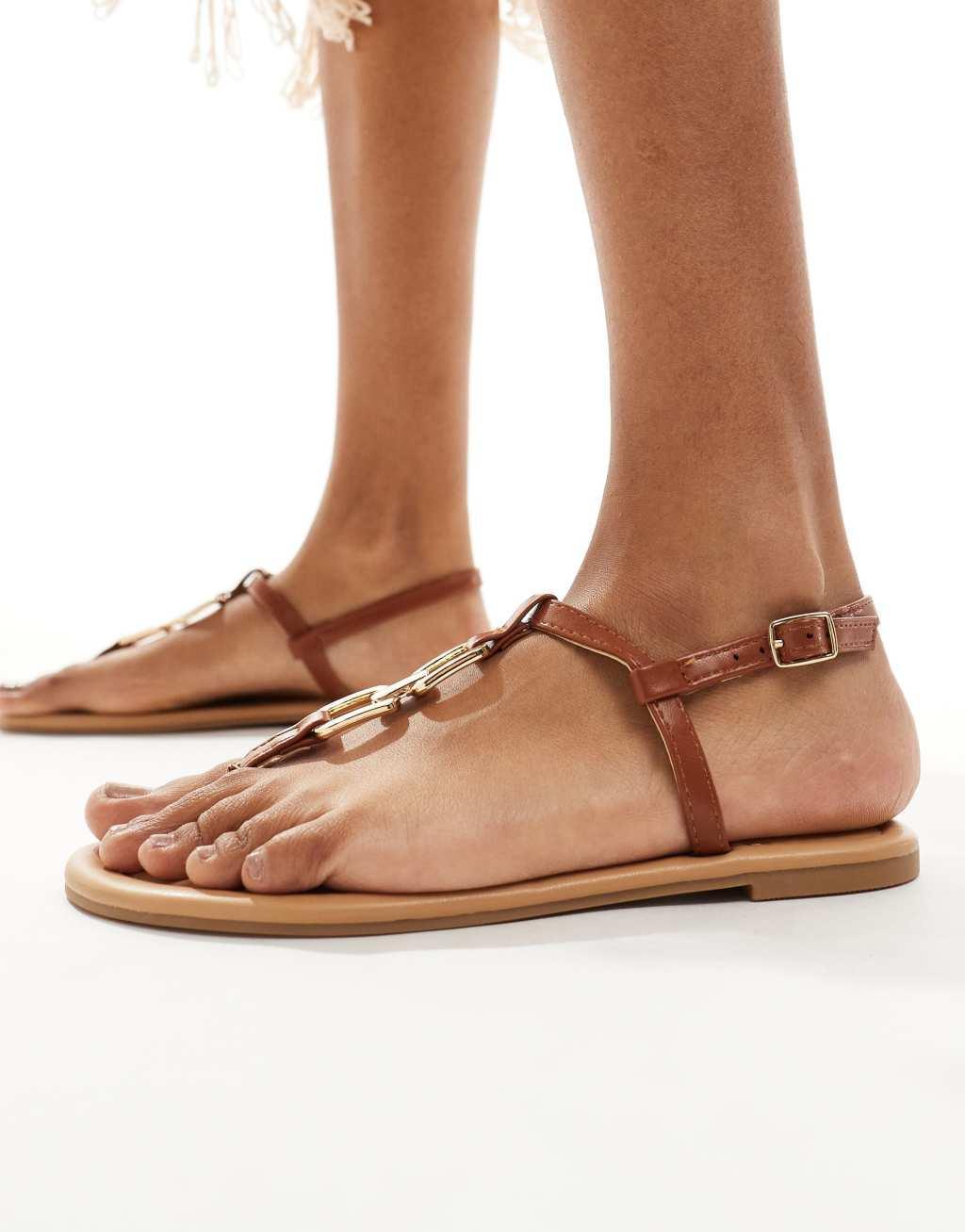 ASOS DESIGN Wide Fit Fortune hardware flat sandal Product Image