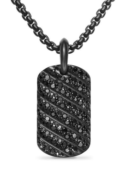 David Yurman Mens Sculpted Cable Tag in Black Titanium with Black Diamonds, 27mm Product Image