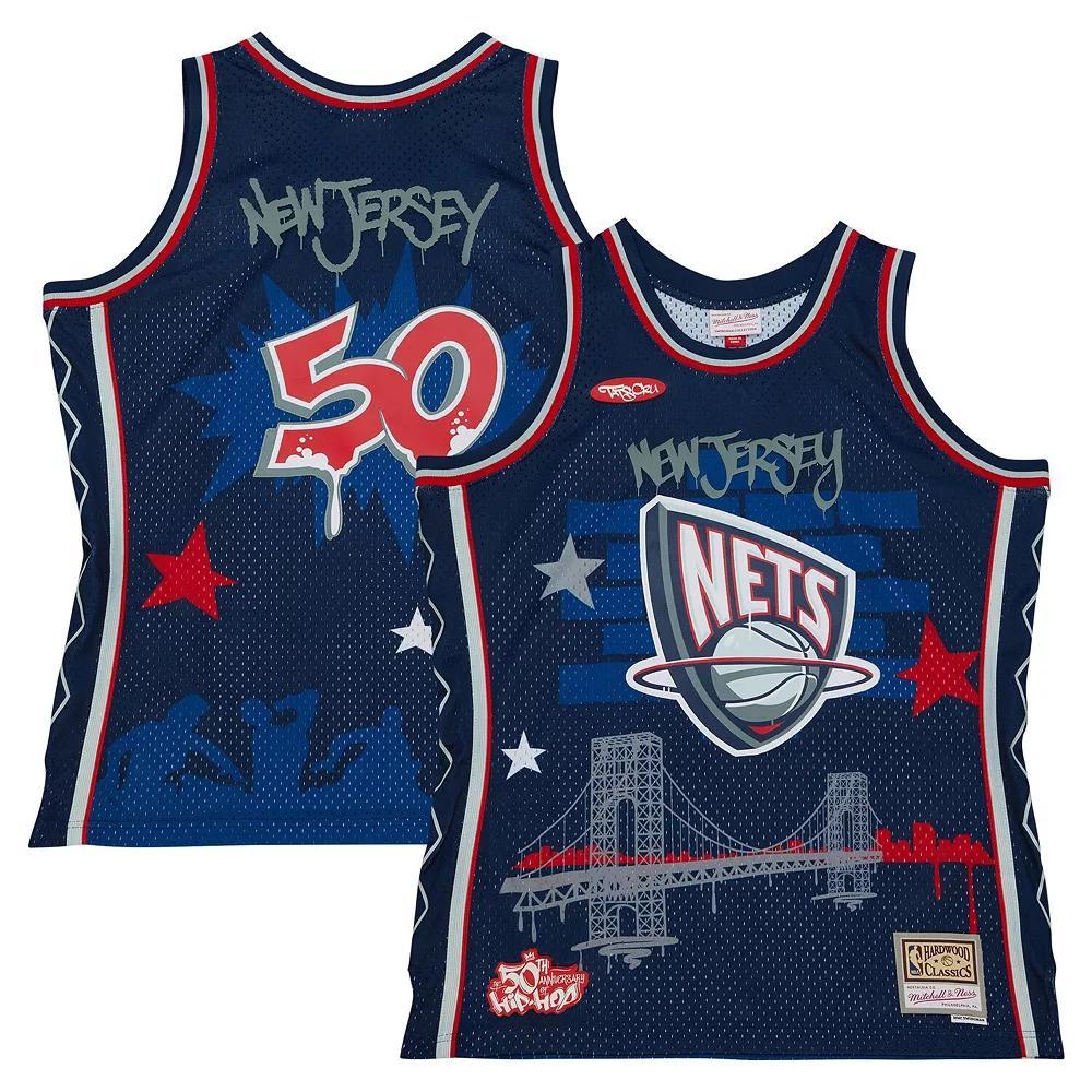 Men's Mitchell & Ness x Tats Cru Navy New Jersey Nets Hardwood Classics Fashion Jersey, Size: 2XL, Nba Blue Product Image