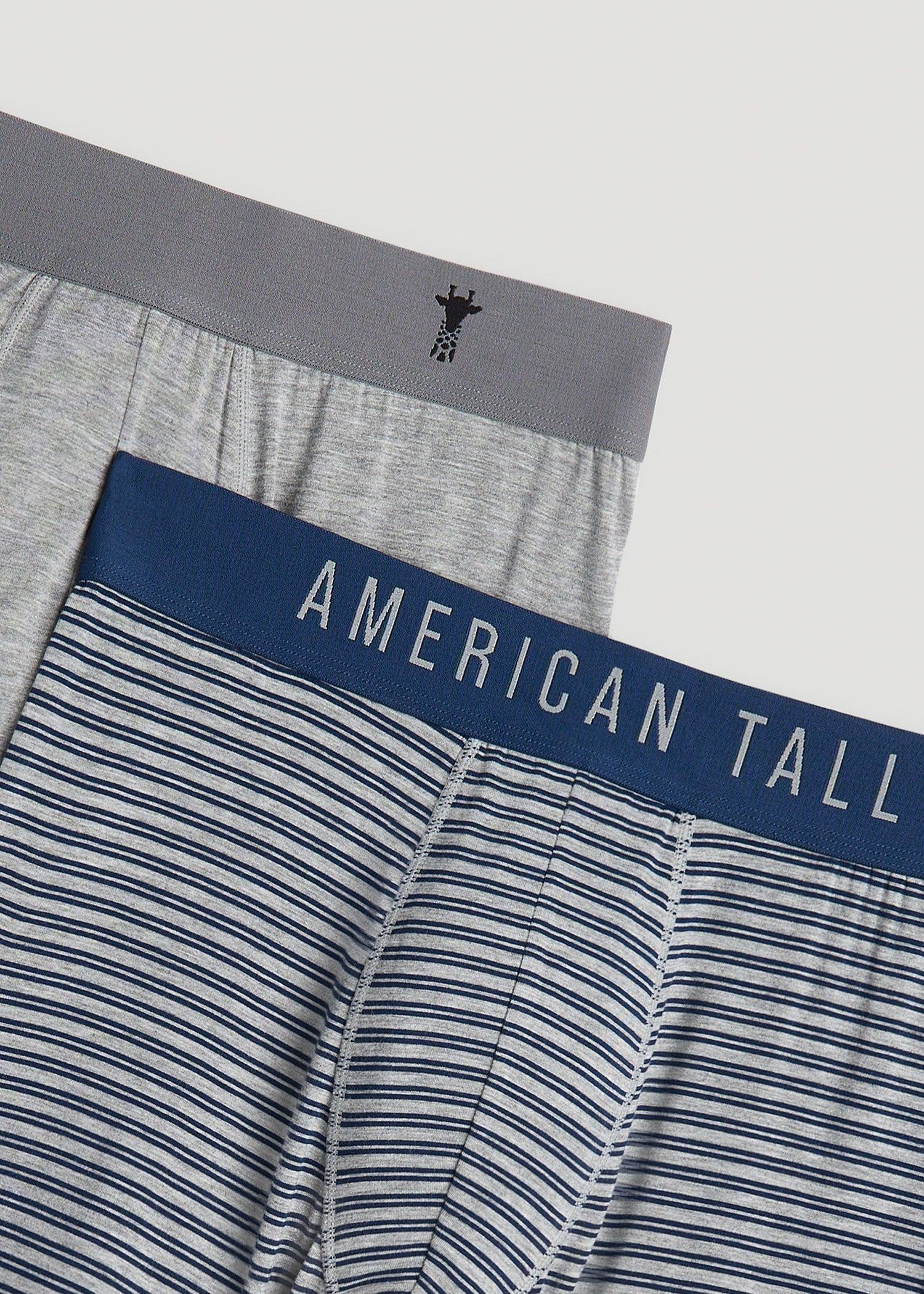 Micro Modal Boxer Briefs for Tall Men in Navy Stripe & Light Grey Mix Product Image