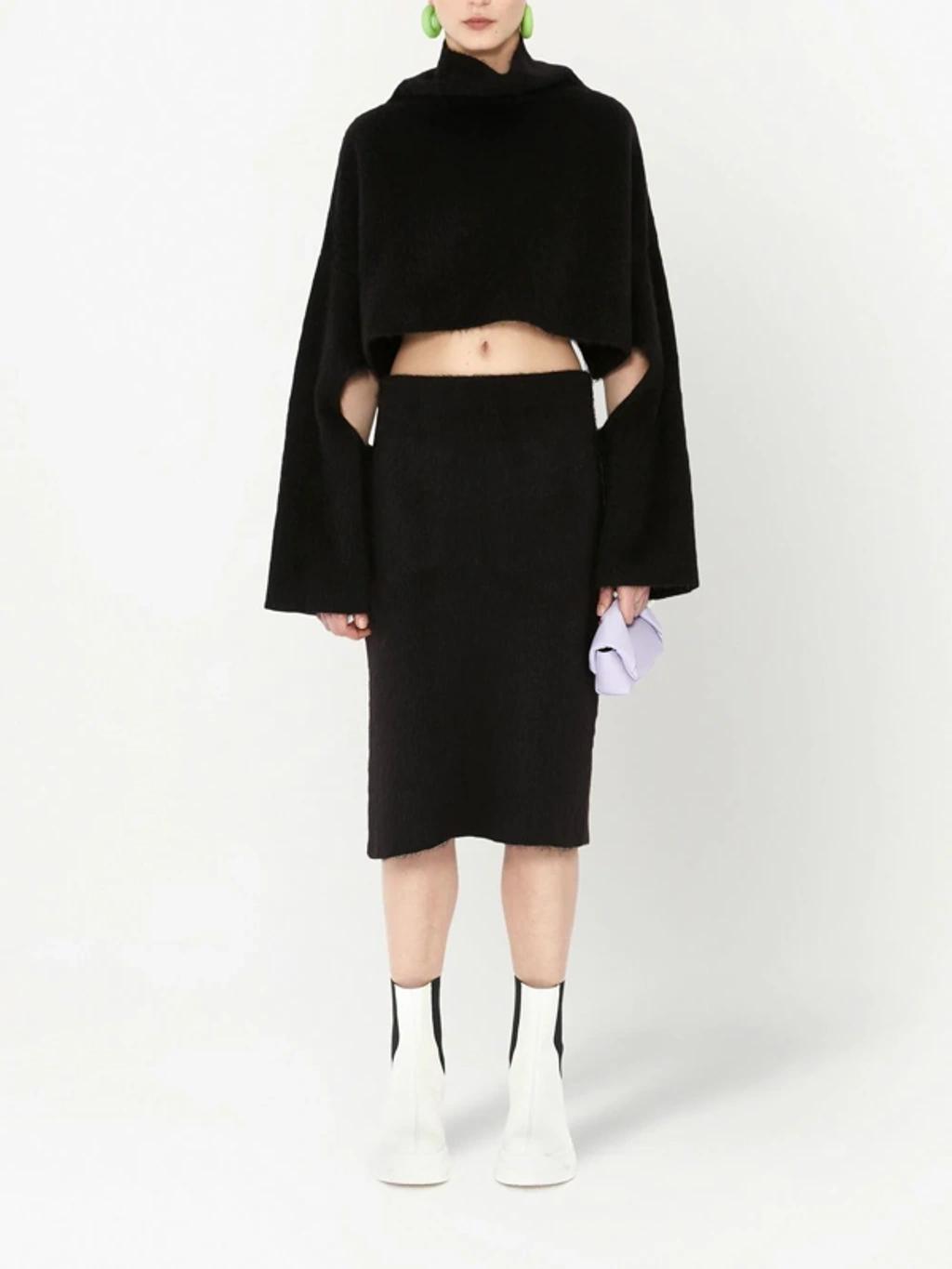 JW ANDERSON Cut-out Oversized Cropped Jumper In Black Product Image