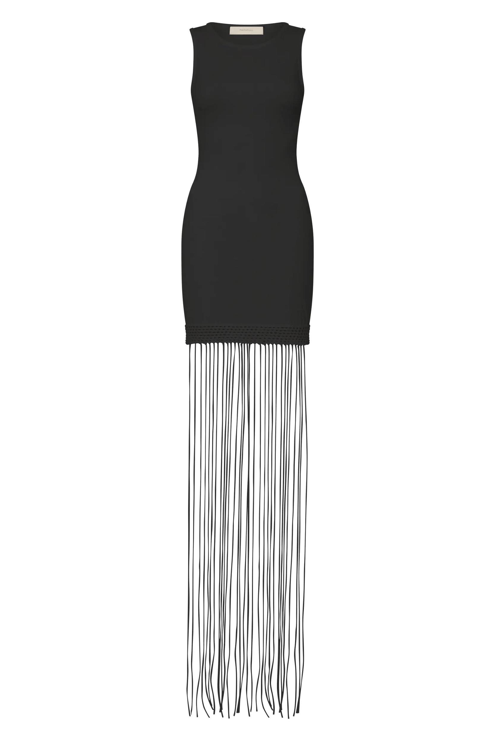 Maceio Fringed Dress Black - Final Sale Product Image