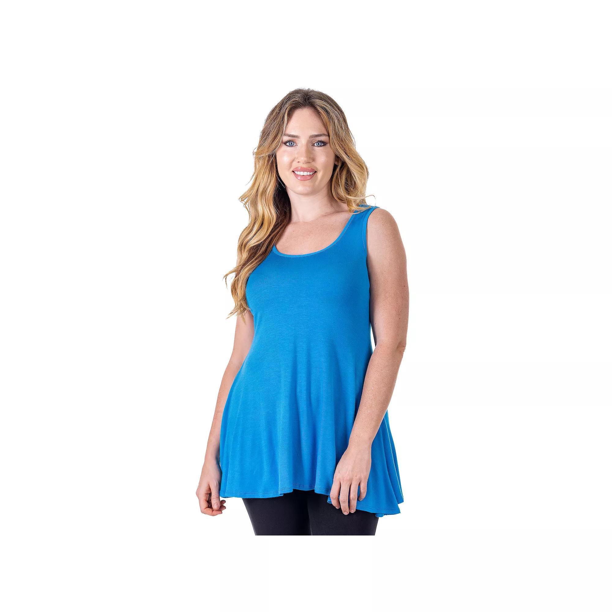 Womens 24Seven Comfort Apparel Scoop Neck Sleeveless Tunic Top Brown Product Image