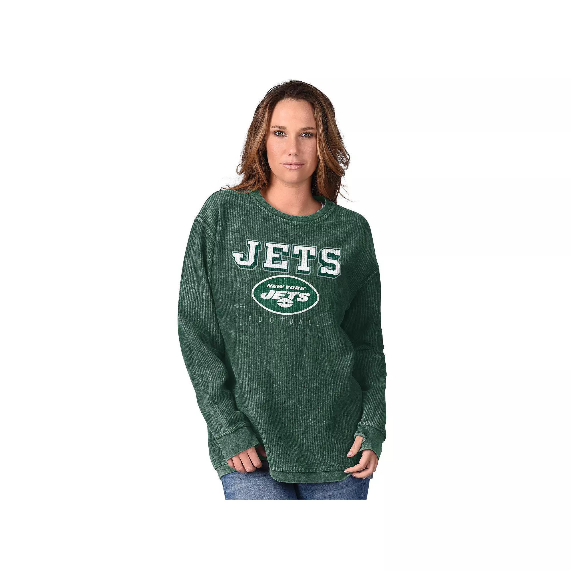 Women's G-III 4Her by Carl Banks Green New York Jets Comfy Cord Pullover Sweatshirt, Size: Medium Product Image