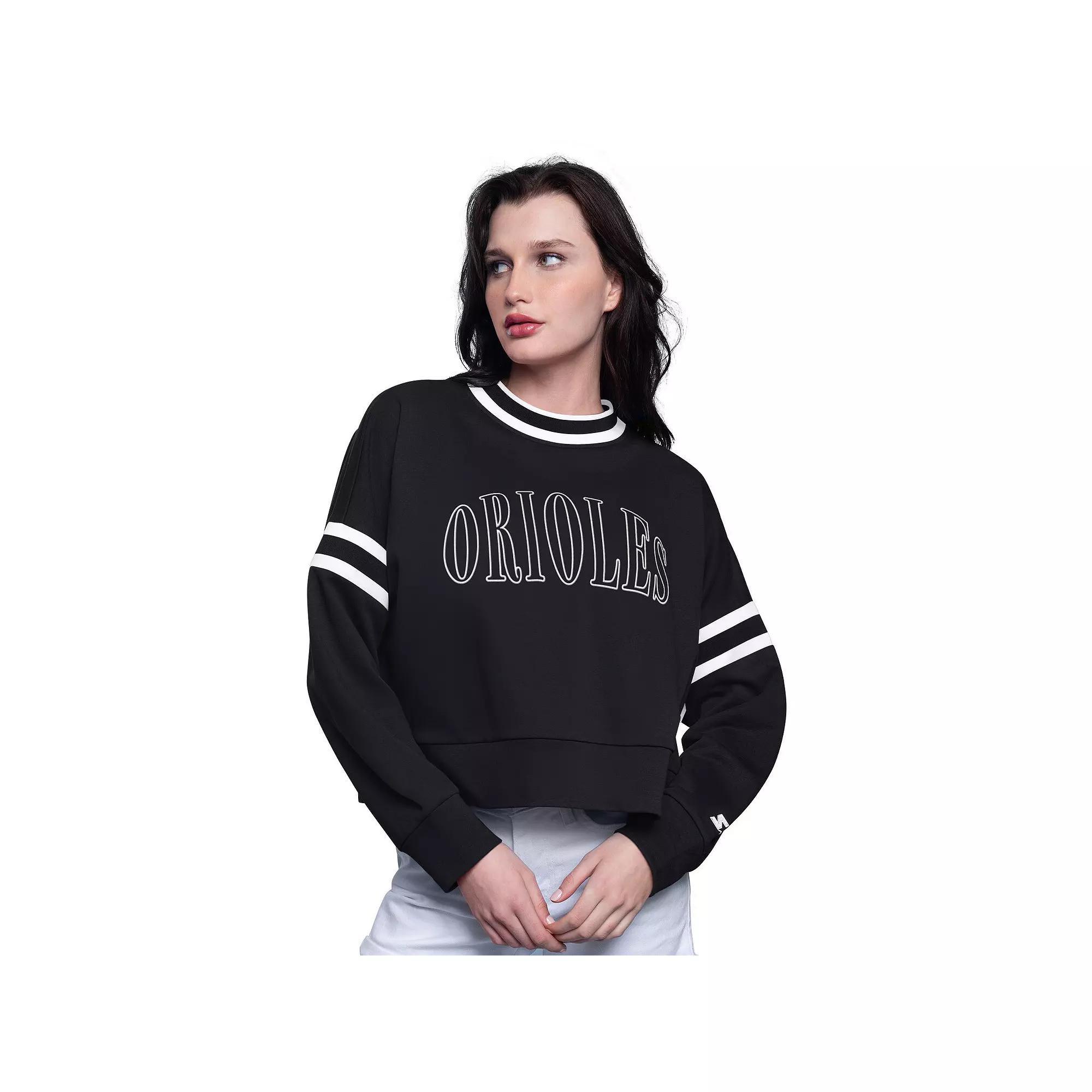 Women's Starter Navy Houston Astros Power Play Cropped Pullover Sweatshirt, Size: XL, Blue Product Image