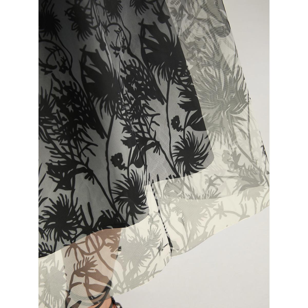 Plus Size Silhouette Floral Print Ombre Mesh Skirt Women Black Glamour Lined No stretch Going out Skirts BloomChic 18-20/2X Product Image