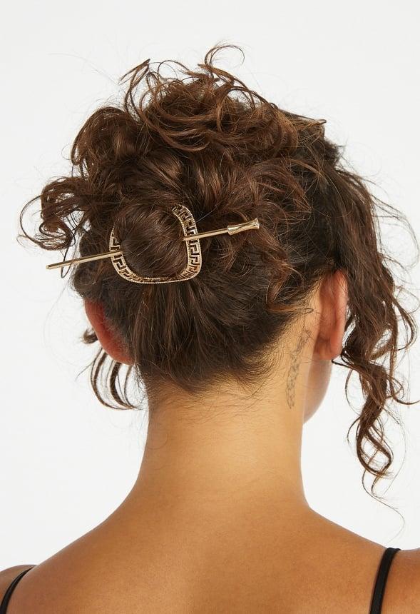Bella Geometric Cut Out Pattern Hair Ring With Pin Product Image