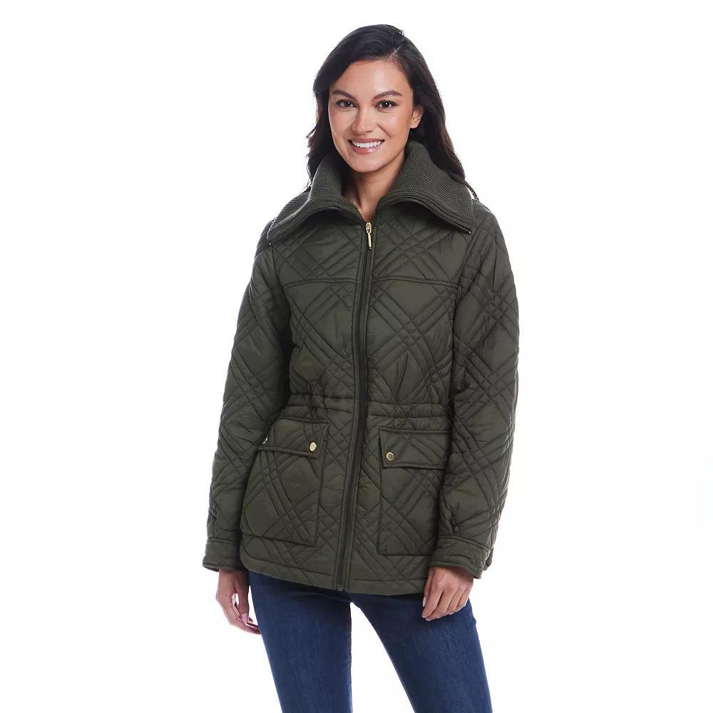 Women's Weathercast Wide Collar Quilted Anorak Jacket, Size: XL, Blue Product Image