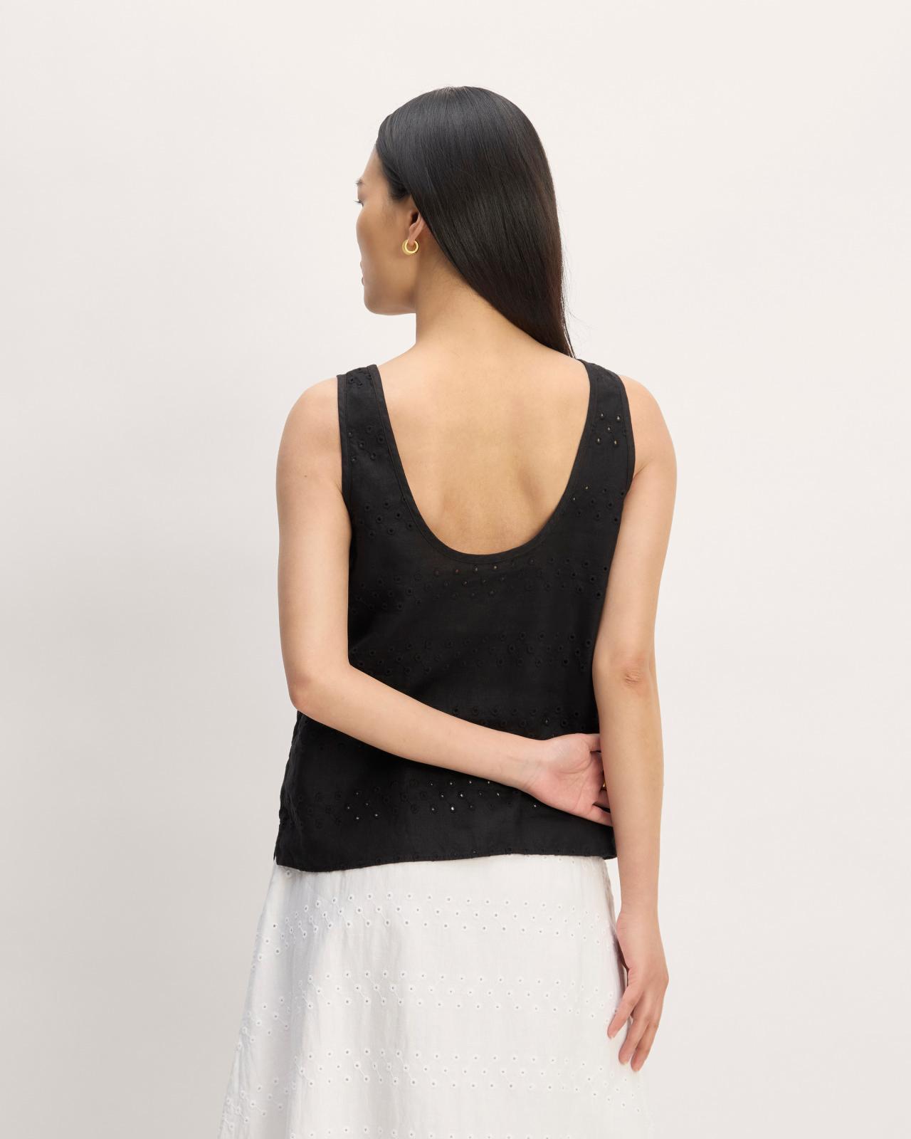 The Linen Eyelet Scoop-Neck Tank Product Image