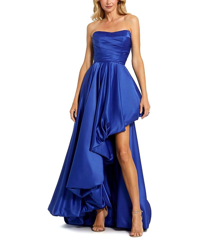 Womens Strapless High-Low Satin Gown Product Image
