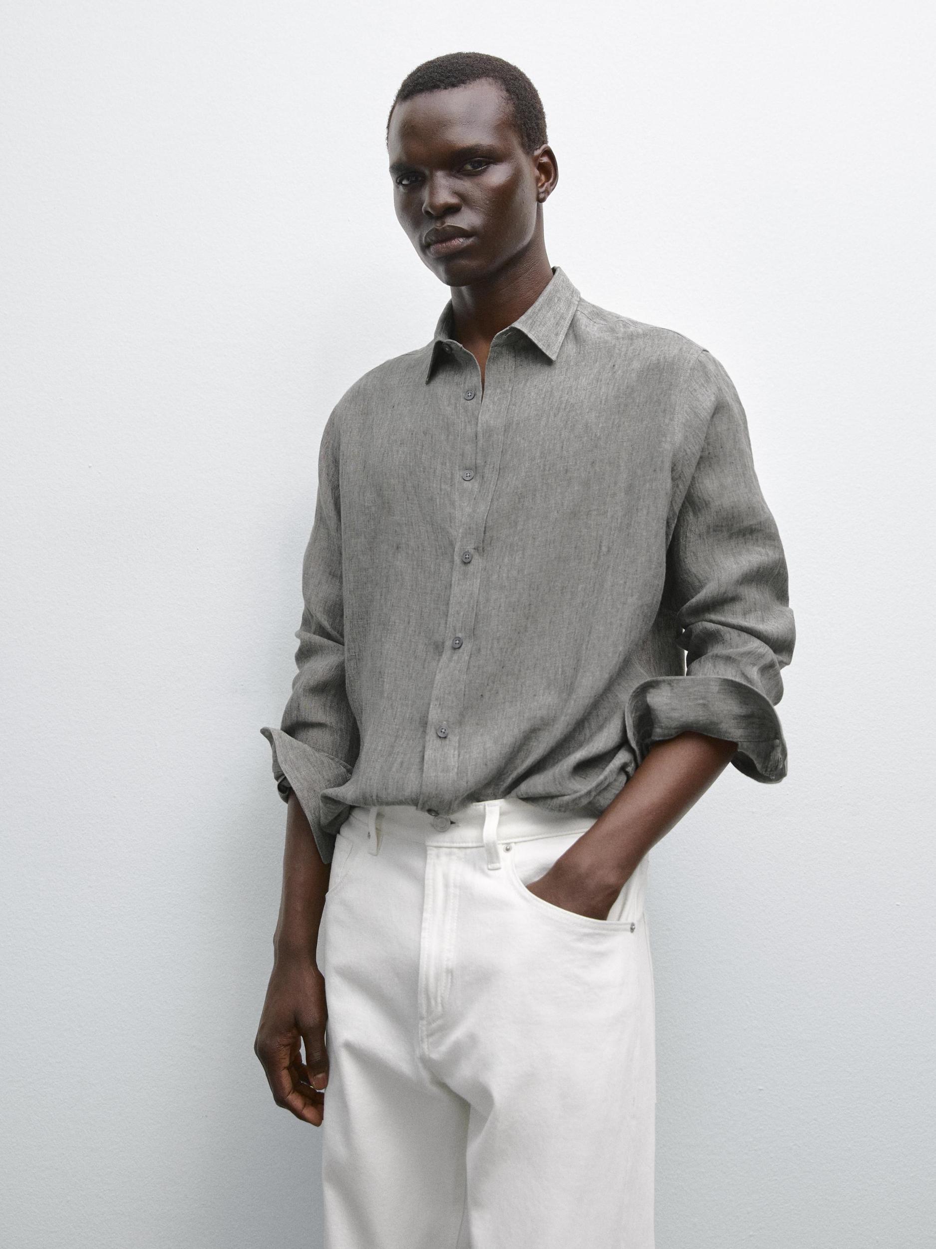 100% linen regular fit shirt Product Image