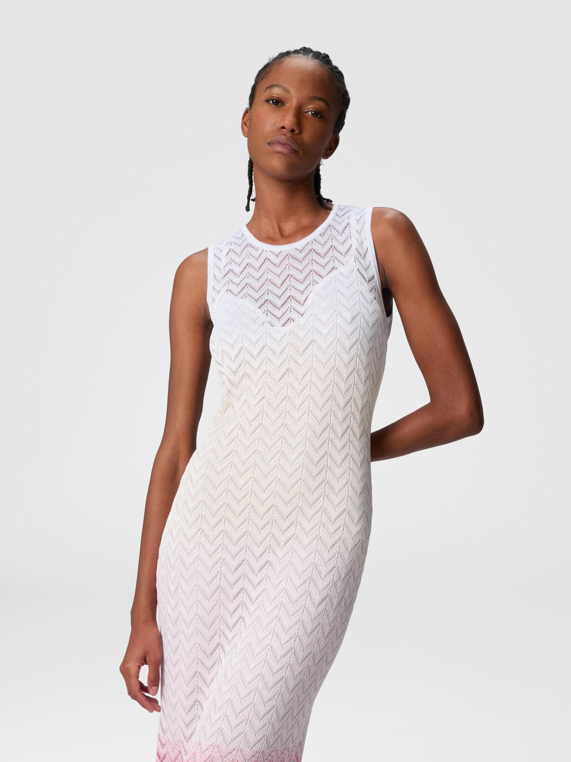 Sleeveless dress in shaded chevron viscose Product Image