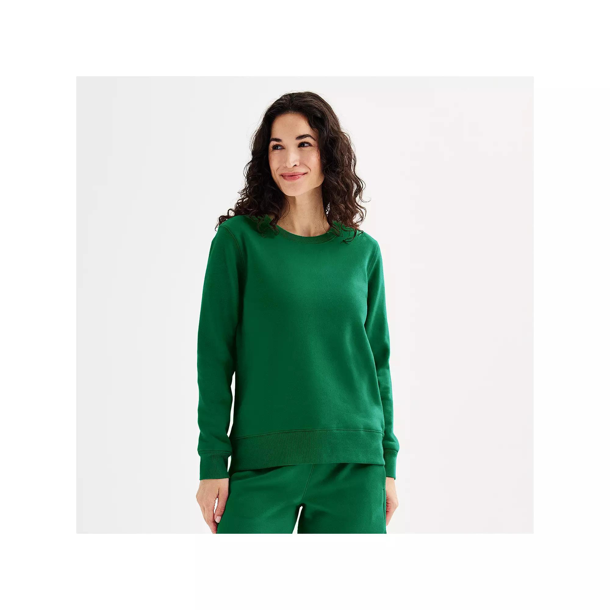 Women's Tek Gear® Ultrasoft Fleece Crewneck Pullover, Size: Large Tall, Rugged Green Product Image