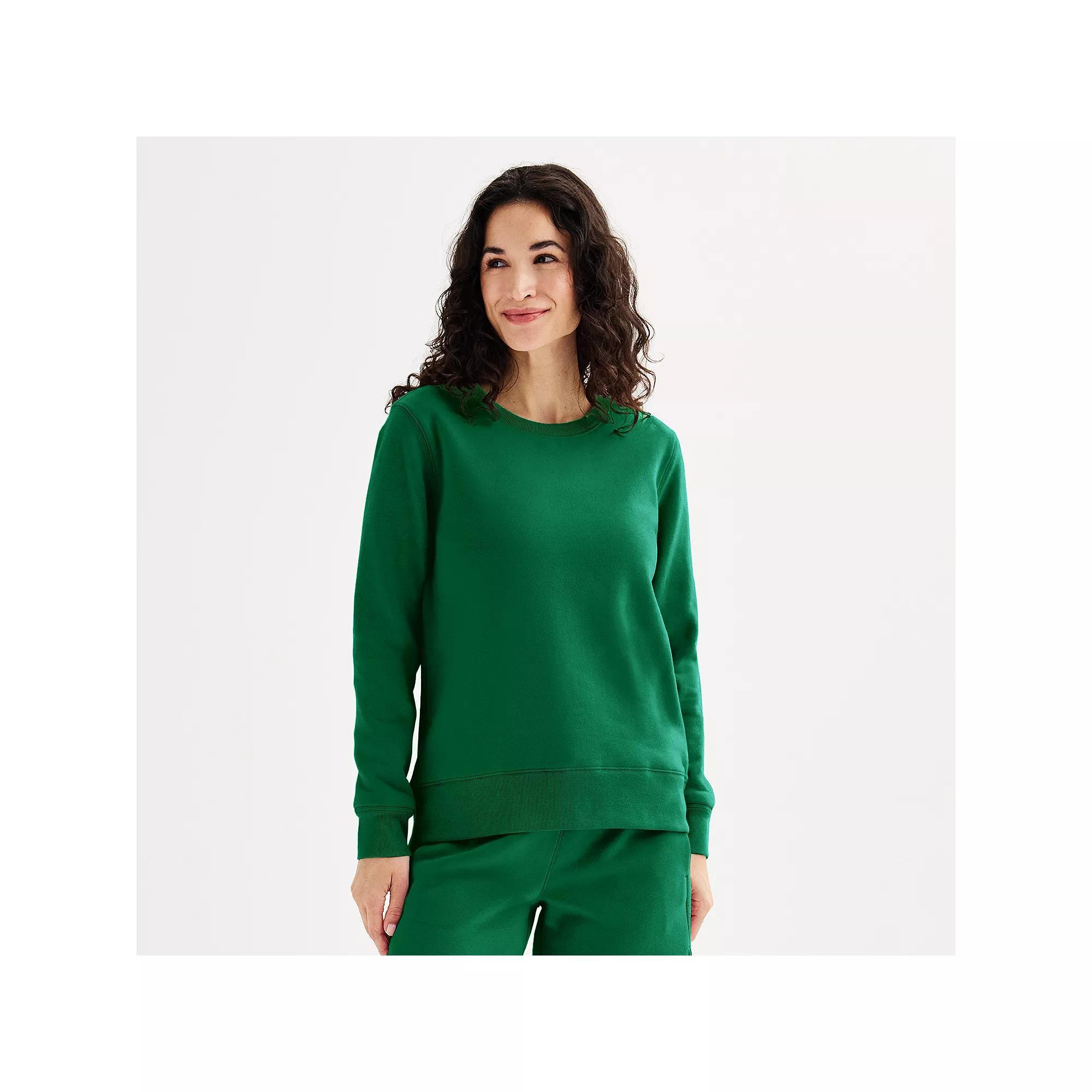 Women's Tek Gear® Ultrasoft Fleece Crewneck Pullover, Size: Large Tall, Rugged Green Product Image