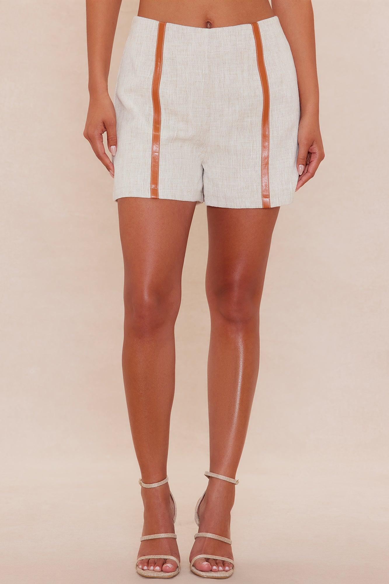 Lani Linen Blazer Short Set - Natural/Combo Product Image