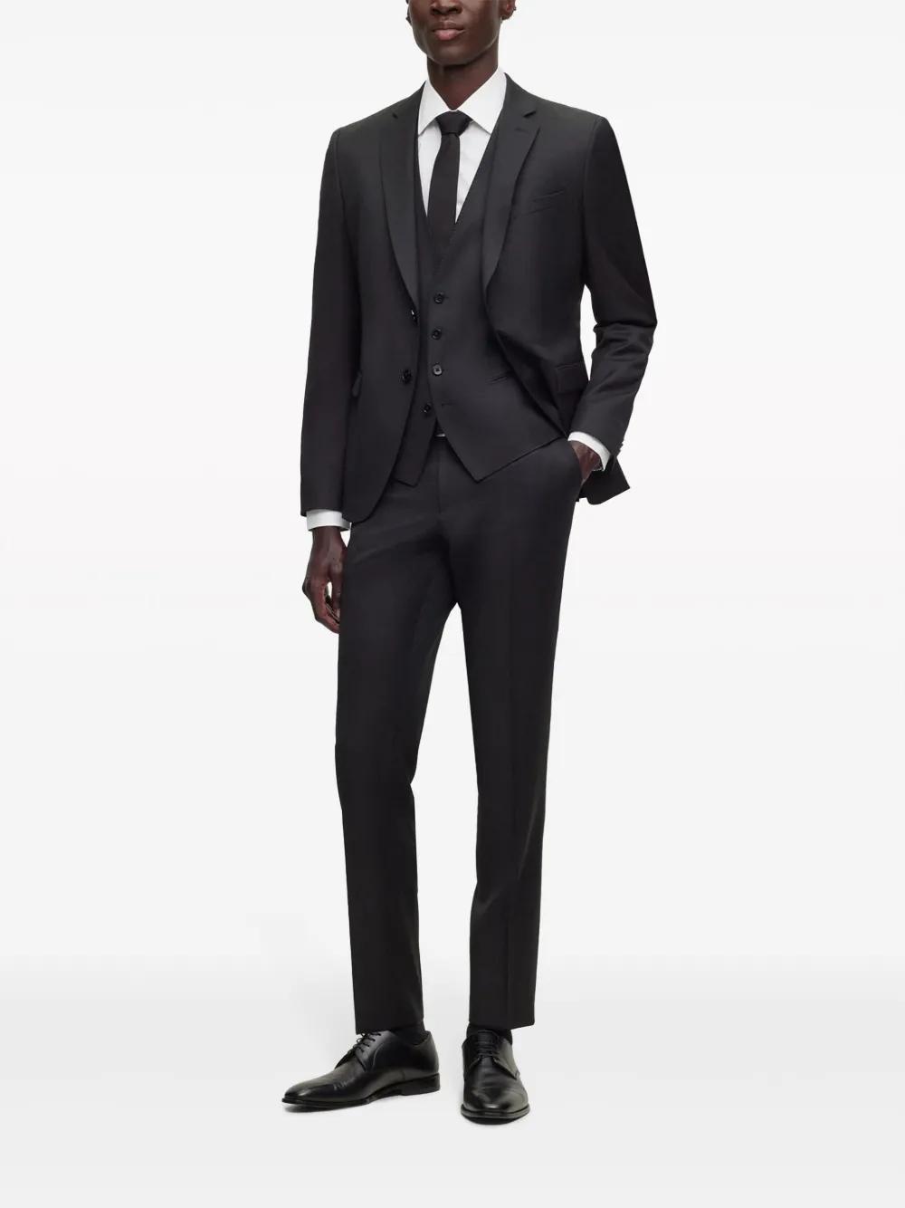 HUGO BOSS Single-breasted Waistcoat In Virgin-wool Serge In Black Product Image