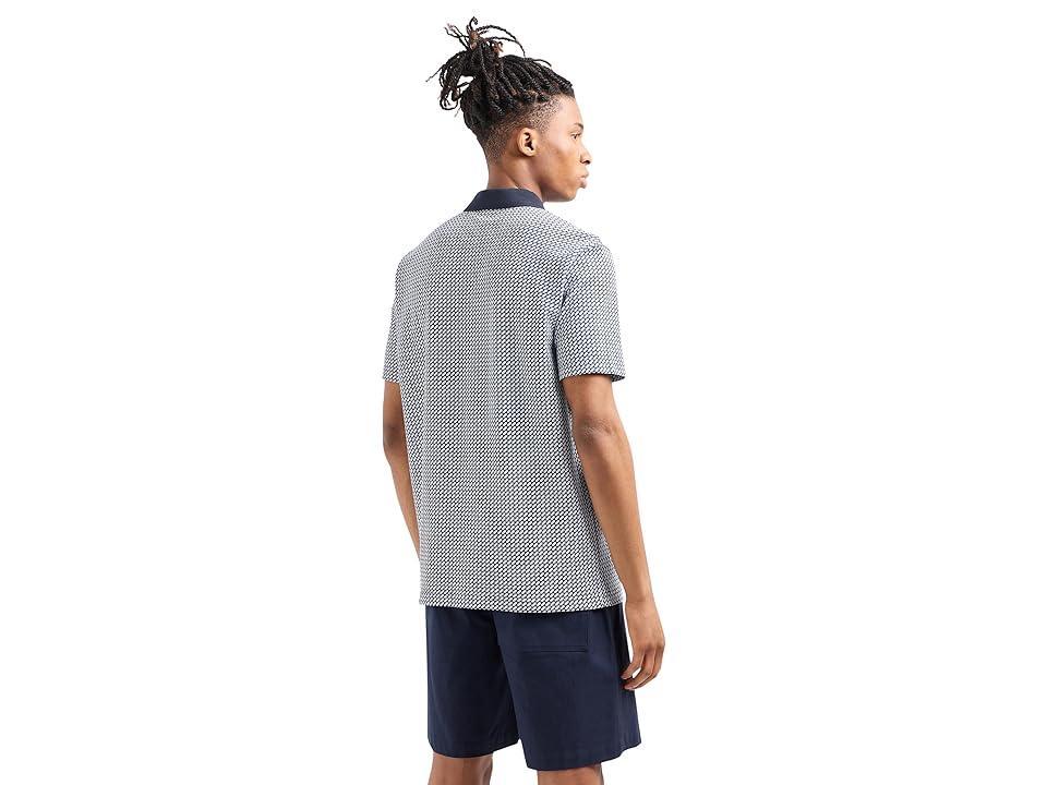 Armani Exchange Regular Fit Printed All Over Logo Pique Polo (Off Lettering Small) Men's Clothing Product Image