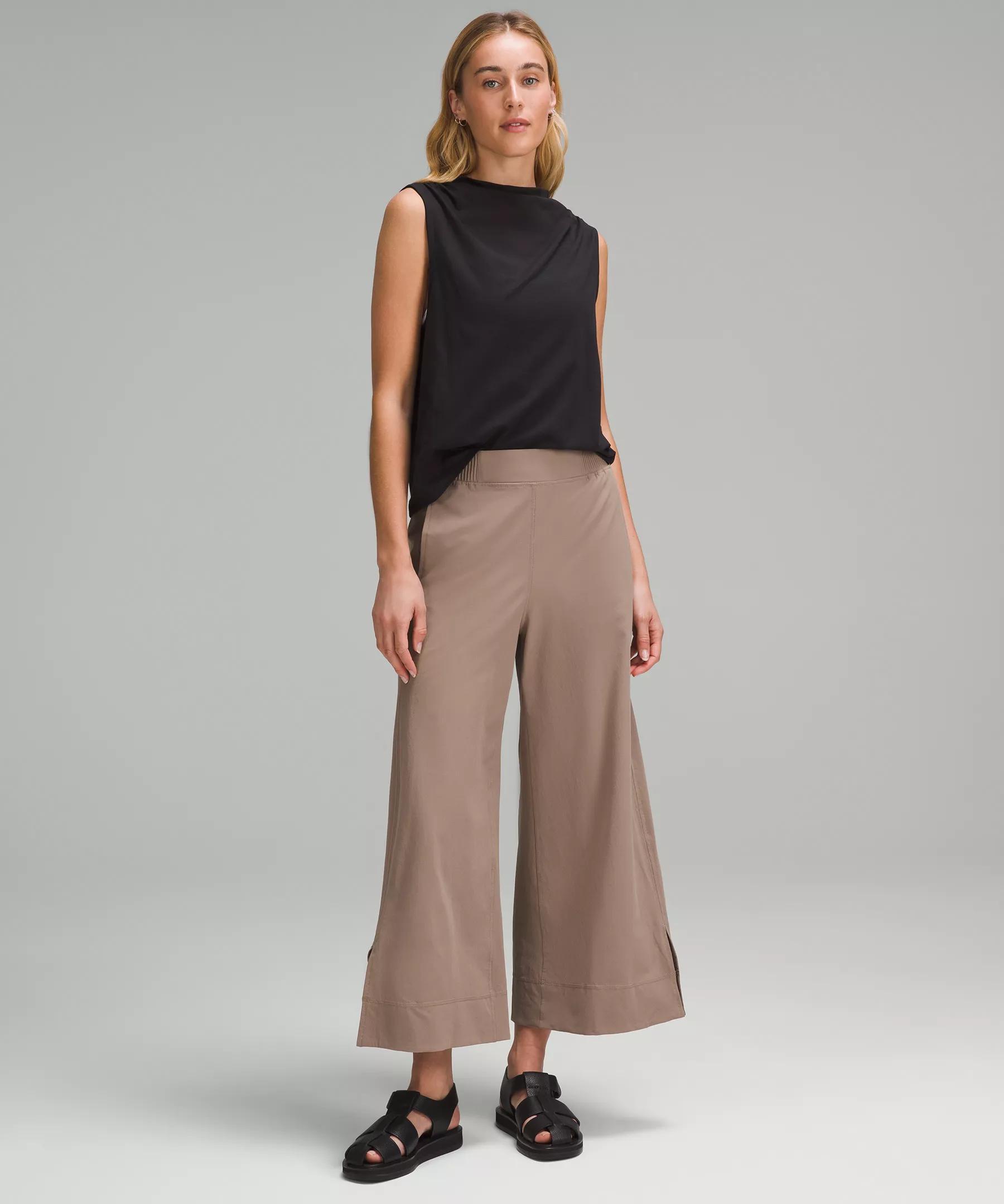Stretch Woven High-Rise Wide-Leg Cropped Pant Product Image