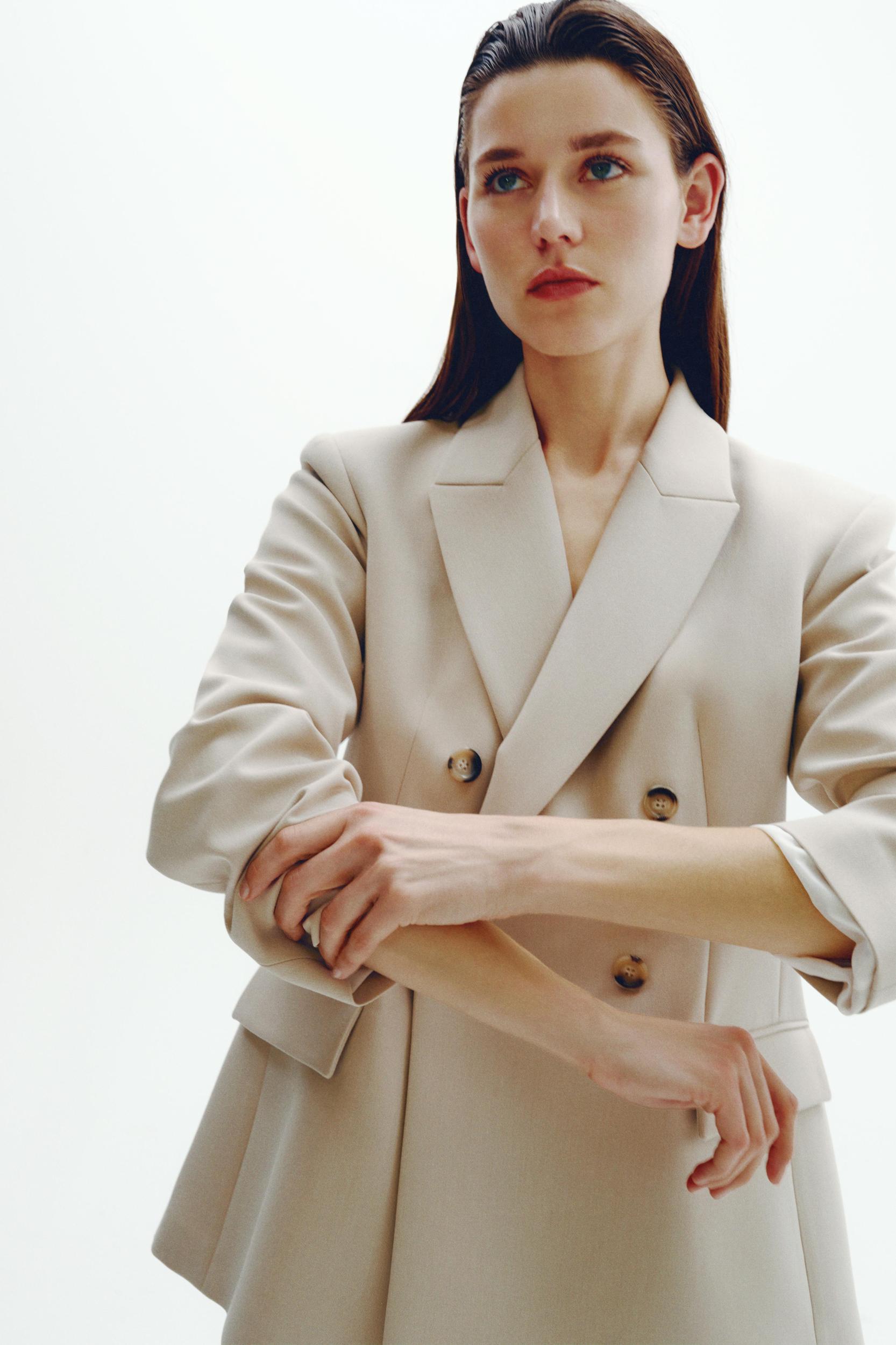 STRAIGHT CUT DOUBLE BREASTED BLAZER Product Image
