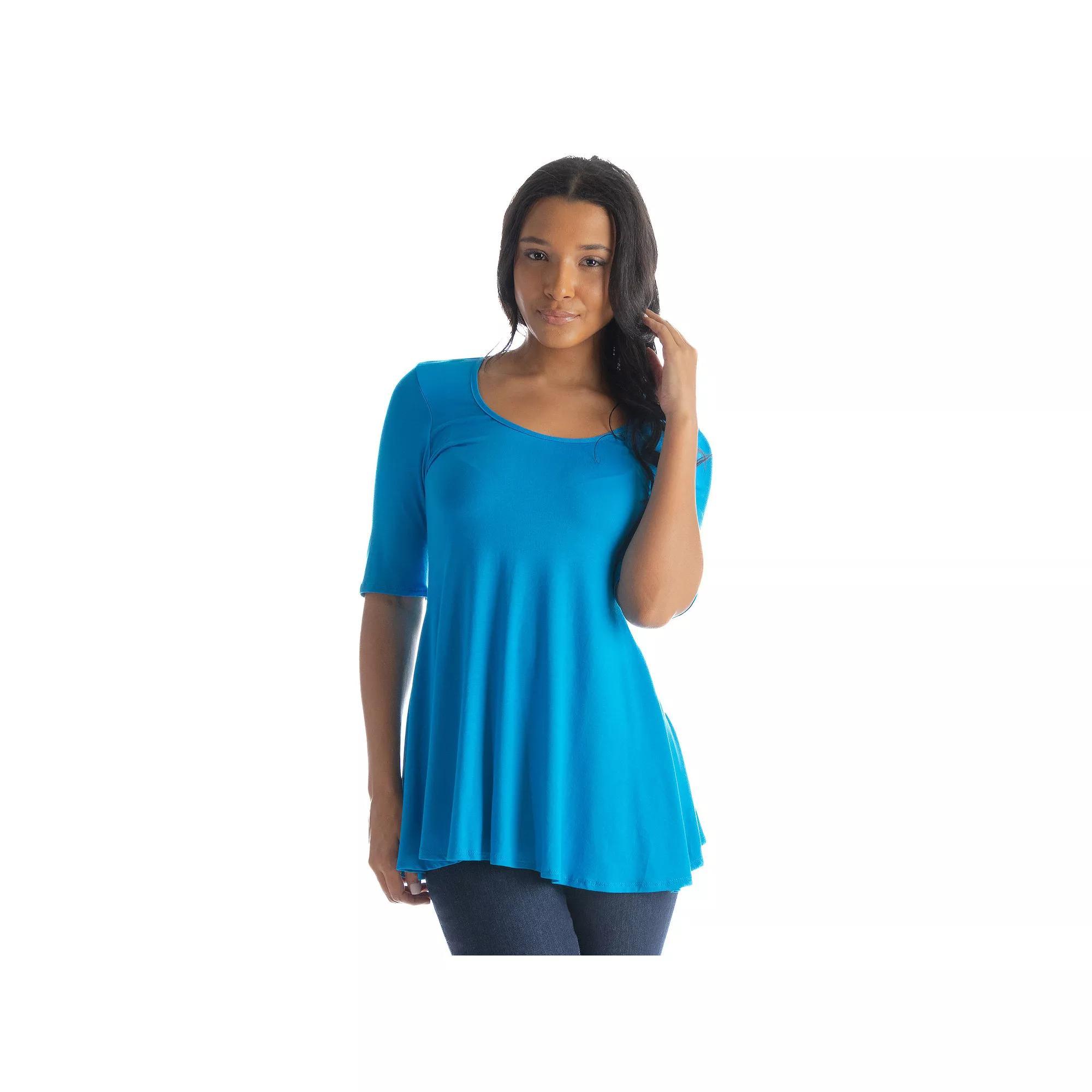Womens 24Seven Comfort Apparel Elbow Sleeve Swing Tunic Top Product Image