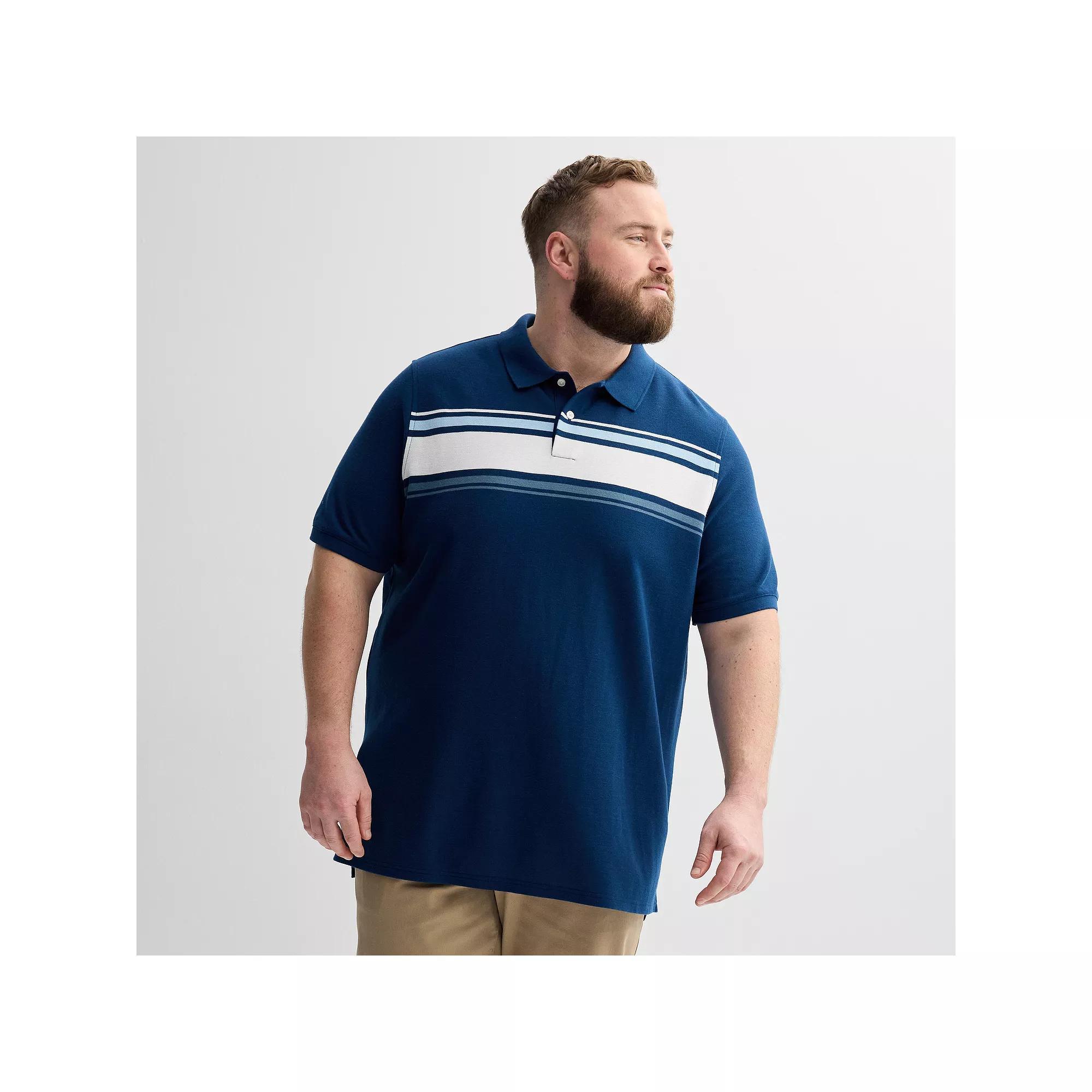 Big & Tall Sonoma Goods For Life The Essential Pique Polo, Mens Blue Stripe Product Image