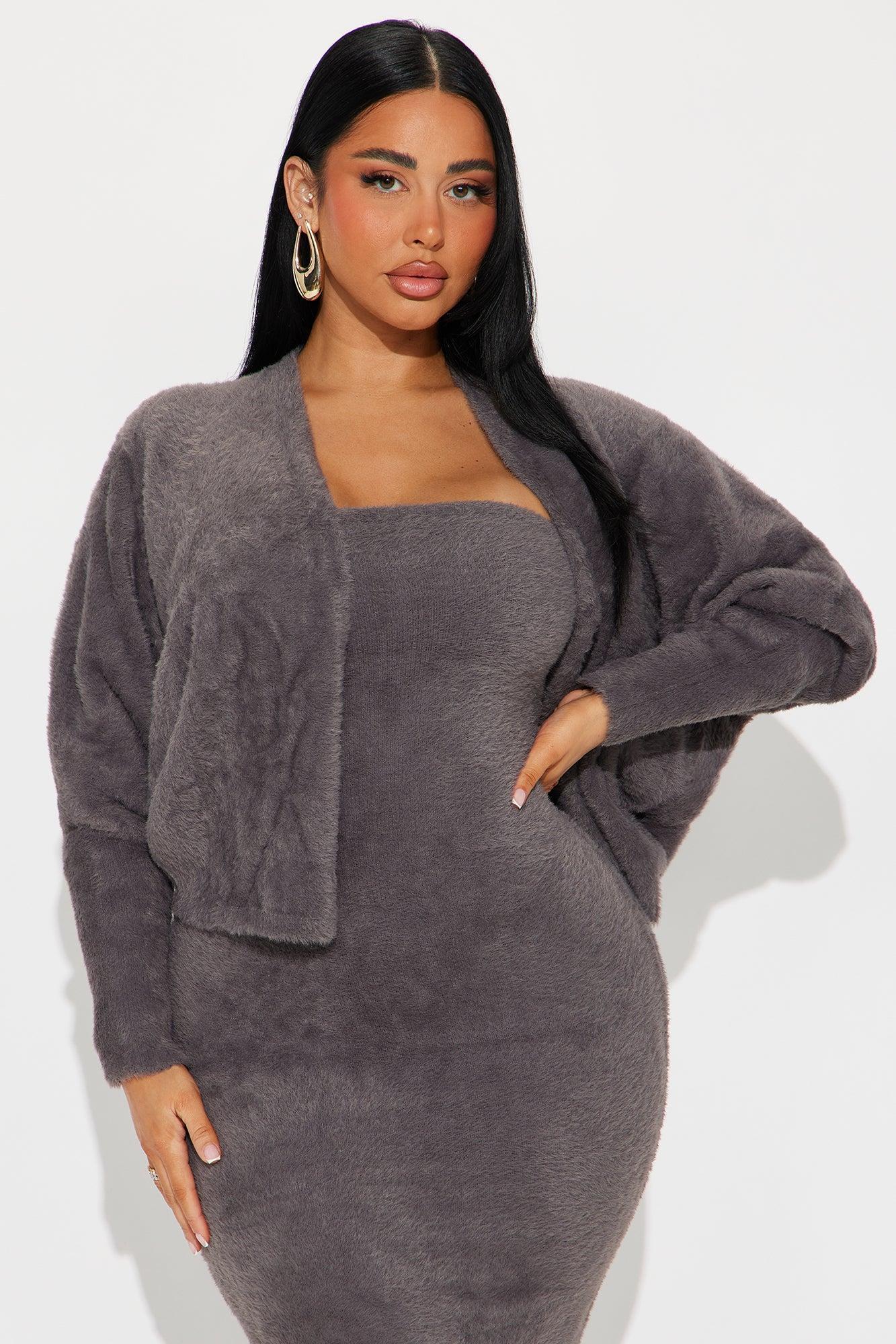 Staying Cozy Maxi Dress Set - Charcoal Female Product Image