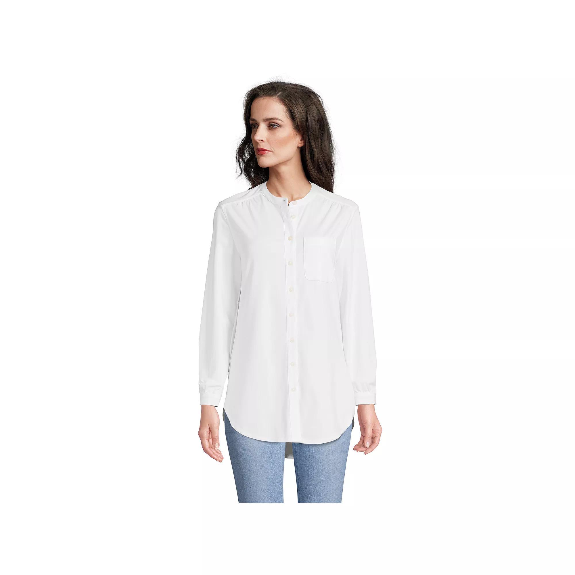 Women's Lands' End Long Sleeve A-Line Tunic, Size: XS, White Product Image