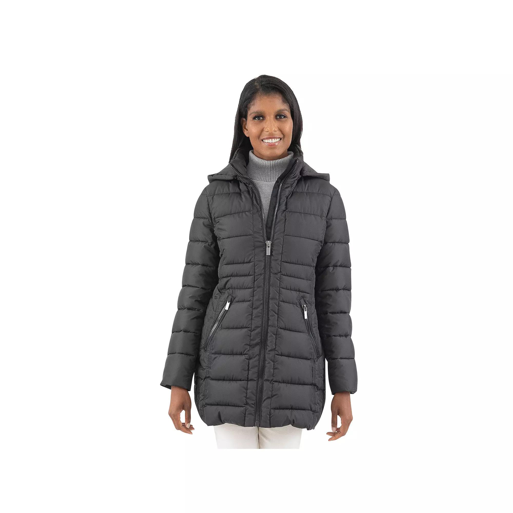Women's Fleet Street Detachable Hooded Puffer Coat, Size: Large, Black Product Image