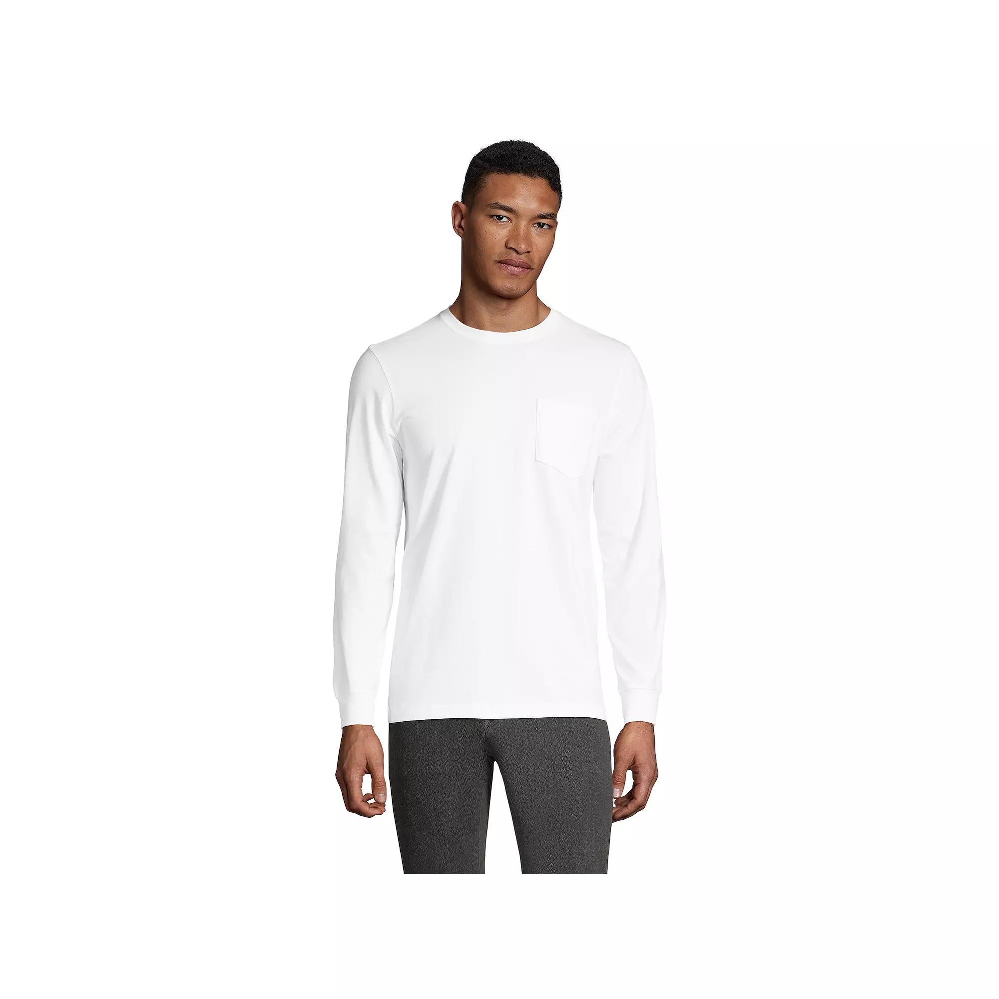 Big & Tall Lands' End Super-T Pocket Tee, Men's, Size: XXL Tall, White Product Image