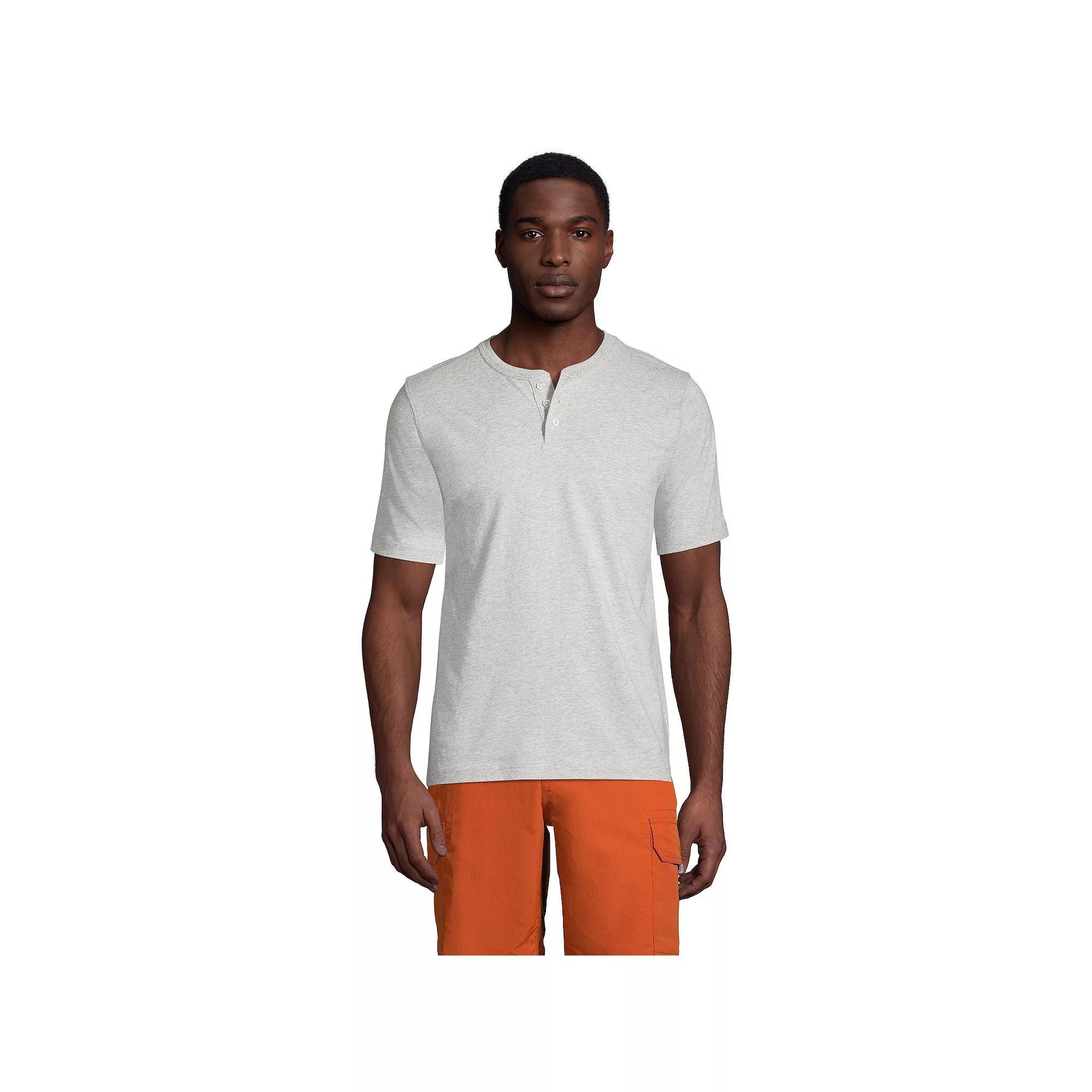 Men's Lands' End Classic-Fit Super-T Henley, Size: Medium, Gray Grey Product Image