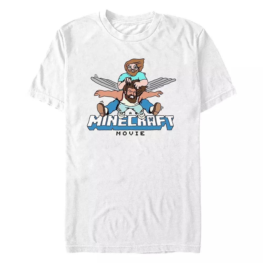 Men's Minecraft Movie Heroes Flying Graphic Tee, Size: XL, White Product Image