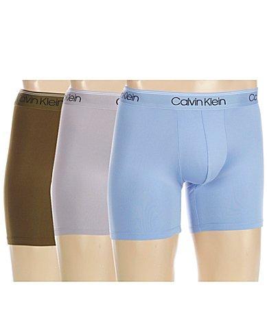 Men's Calvin Klein 3-Pack Microfiber Stretch Boxer Briefs, Size: 2XL, Black Convoy Red Gala Product Image
