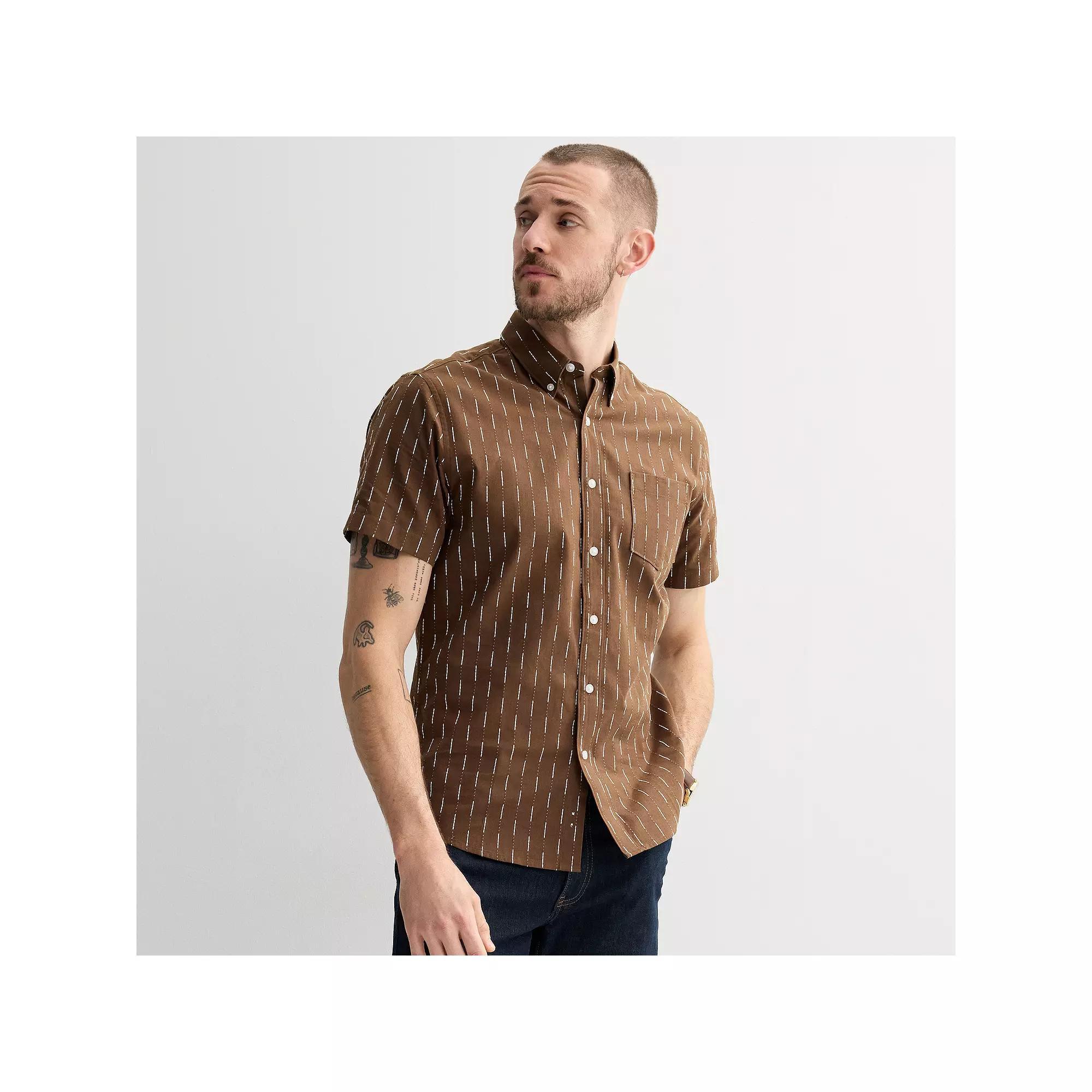 Men's Sonoma Goods For Life® Short Sleeve Perfect Length Button Down Shirt, Size: XXL, Tamryn Brown Product Image
