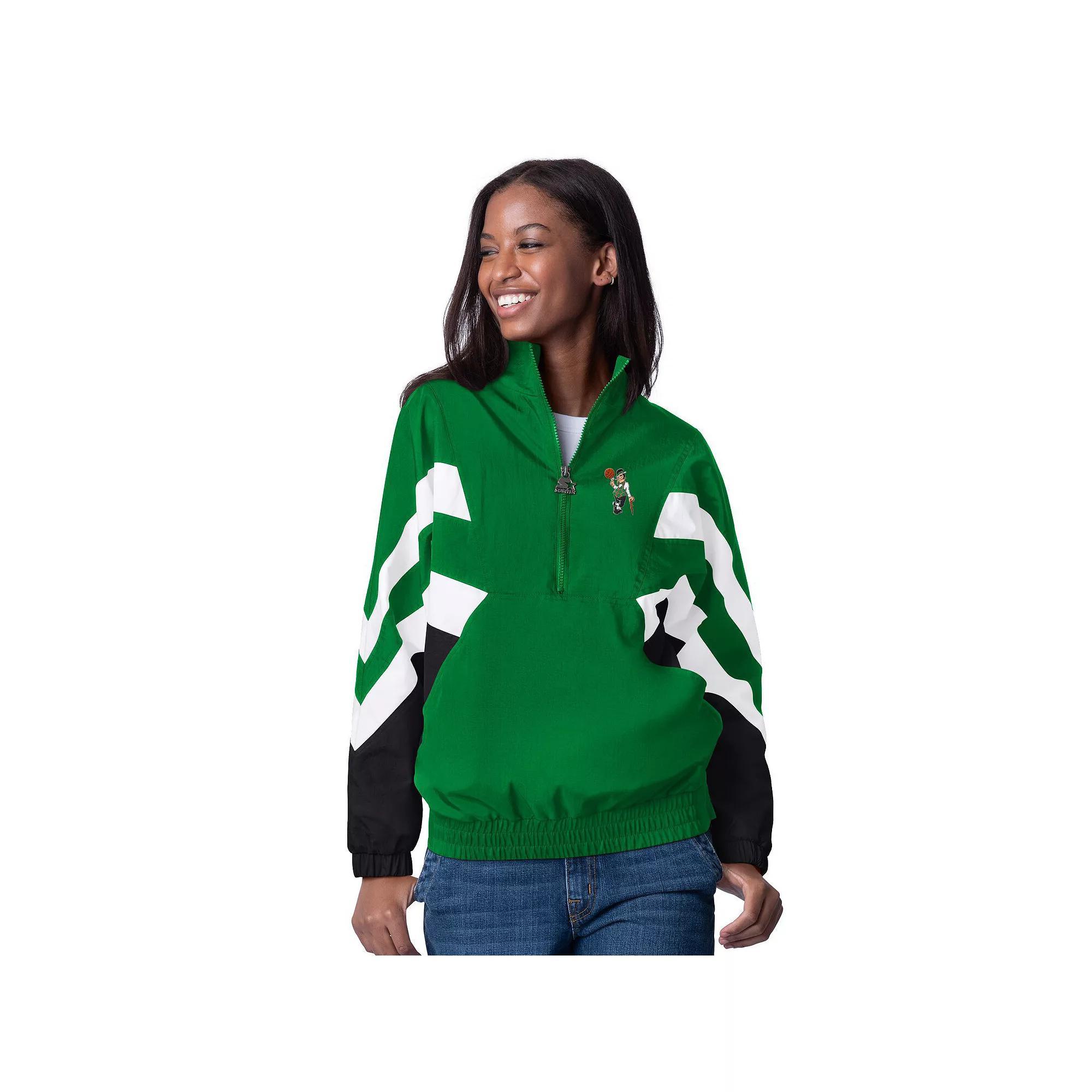 Women's Starter Kelly Green Boston Celtics Renegade Oxford Half-Zip Jacket, Size: 2XL Product Image